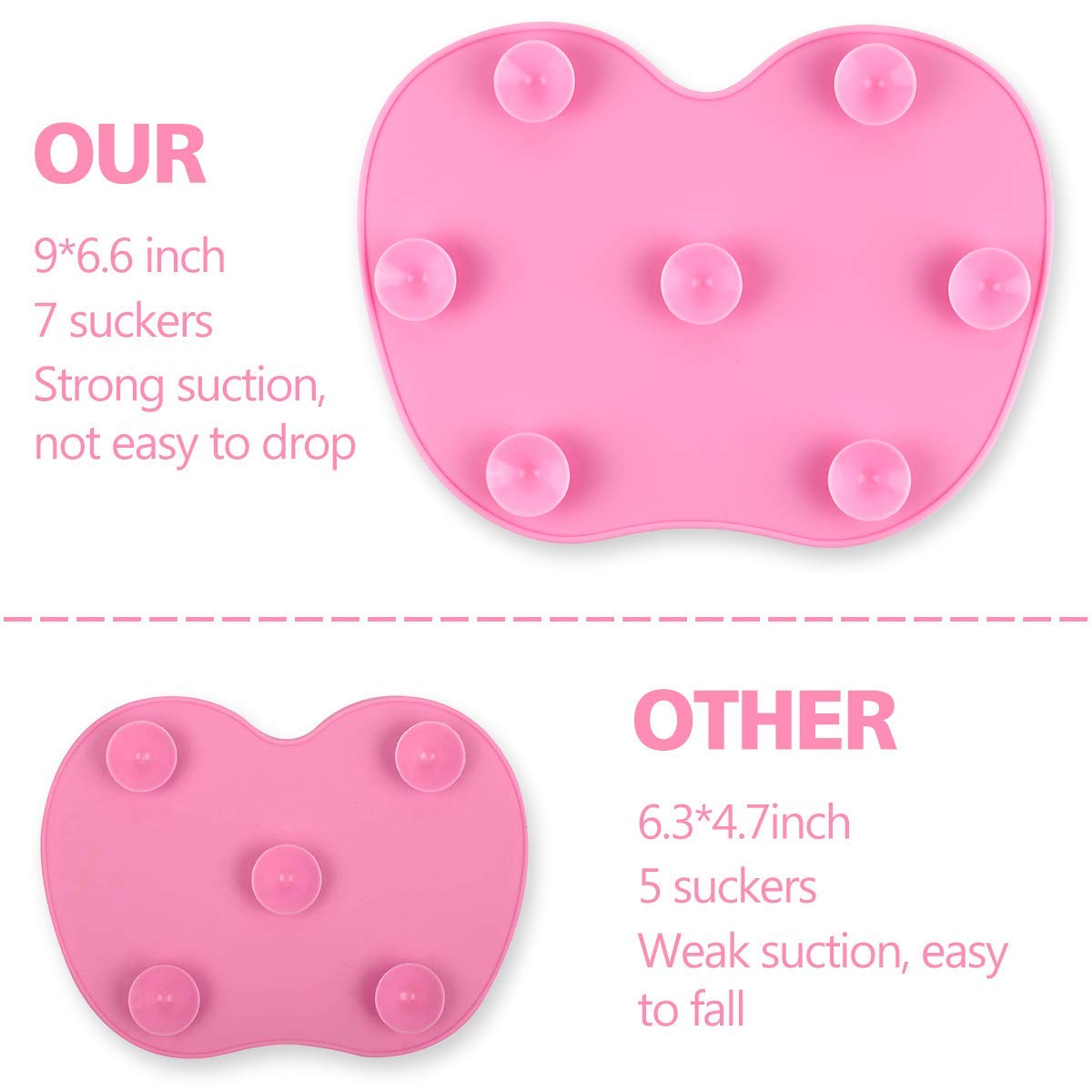 PREPSTO Silicone Makeup Brush Cleaning Mat - 2 Pack Pink Makeup Brush Cleaner Pad with Suction Cup | Portable Cosmetic Brush Scrubber for Professional & Home Use | Perfect for Sink, Countertop or Travel