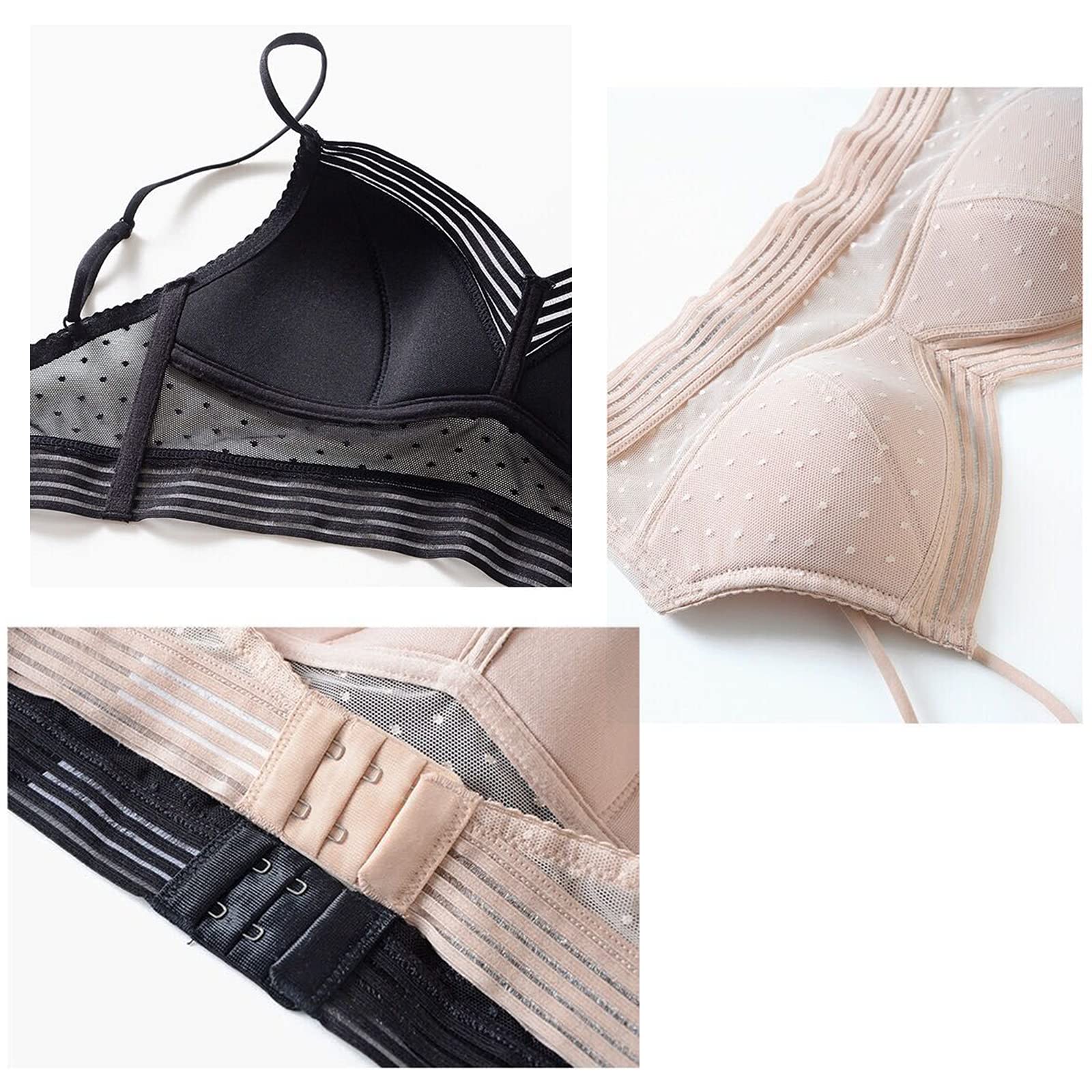 Starry Wireless Lace Bra - Low Back Push Up Lifting Bra for Women, Comfortable U-Back Design, Perfect for Evening Wear & Special Occasions
