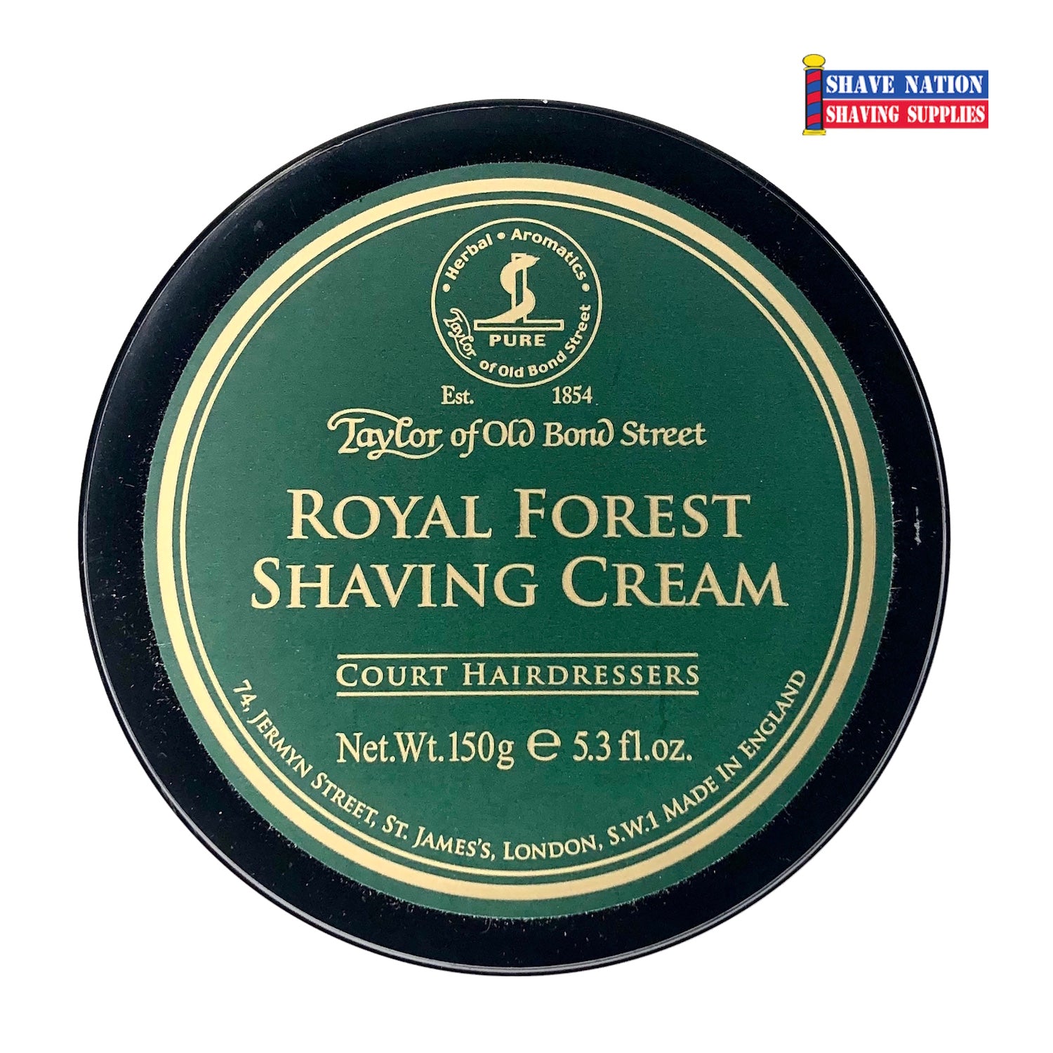 Taylor of Old Bond Street Royal Forest Shaving Cream for Men - Luxury Woodland Scented Shaving Soap with Shea Butter & Coconut Oil - Perfect for Wet Shaving & Beard Care Routine