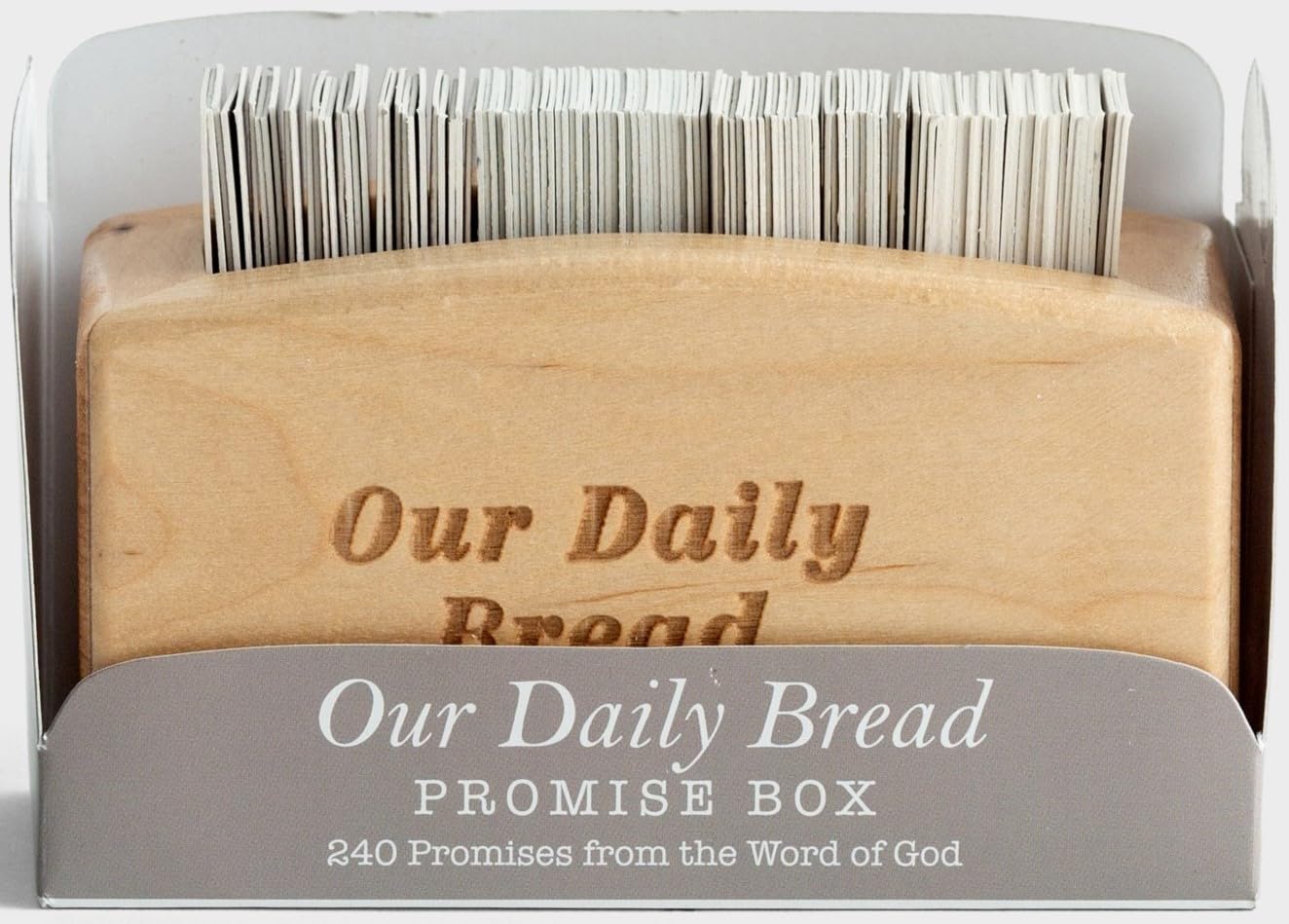 DaySpring Our Daily Bread Wooden Promise Box - 240 Bible Scripture Cards with God's Word, Christian Gift for Encouragement & Faith Sharing (J4531, Brown) - Perfect for Daily Devotion, Small Group Bible Study & Inspirational Home Decor