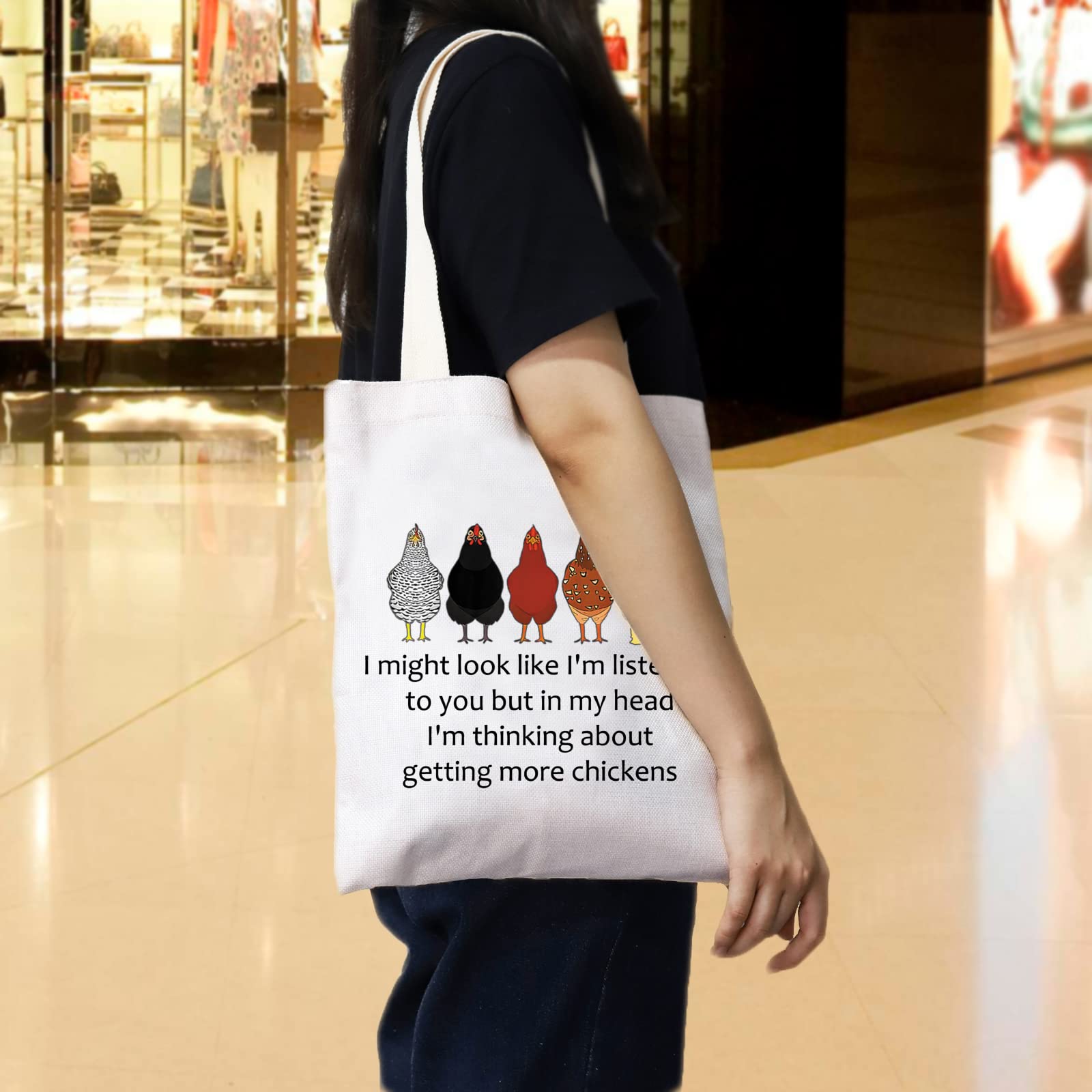 JNIAP Chicken Tote Bag - Cute Chicken Lover Gift for Women & Farmers - Reusable Grocery Shopping Handbag - Perfect for Farmers Market, Picnics & Everyday Use