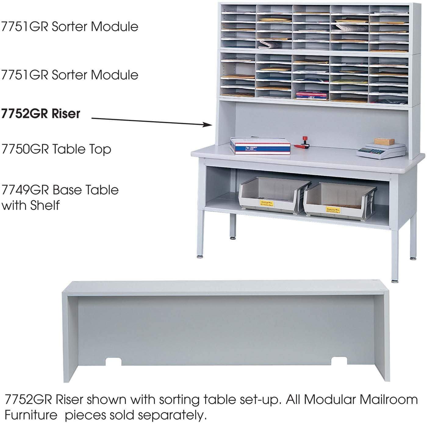 EZ Sort Riser Mailroom Organizer [7752] - Efficient Mail Sorting and Storage Solution for Offices and Home Workspaces