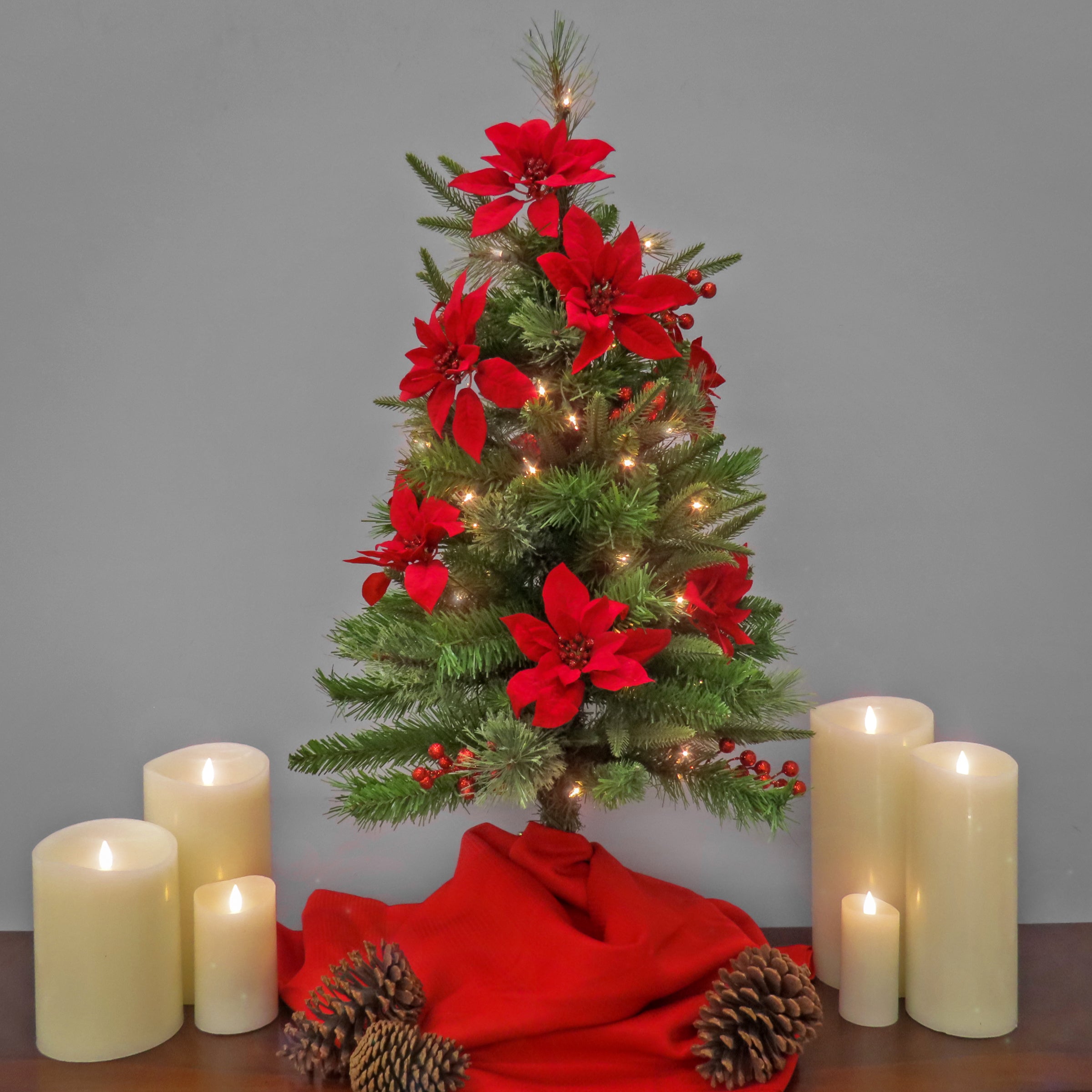 3 ft. Pre-Lit Colonial Pencil Slim Artificial Christmas Tree with 100 Clear LED Lights - Perfect for Small Spaces, Apartments, and Holiday Office Decor