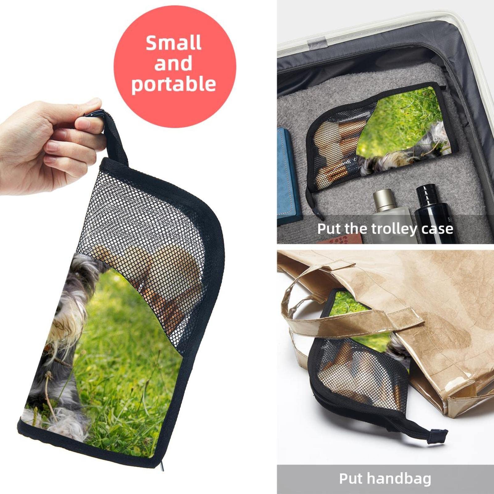12-Piece Makeup Brush Organizer Bag with Cute Dog Grassland Design - Portable Travel Cosmetic Brush Holder Case for Professional Artists & Beginners - Perfect for Home, Travel, and Salon Use