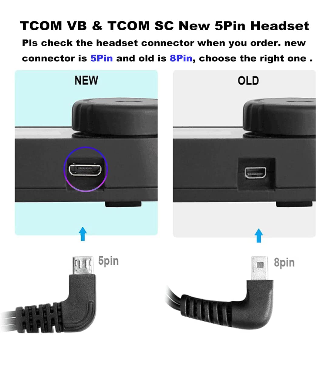 FreedConn Bluetooth Intercom Headset with Microphone - 5-Pin Upgrade for KY Pro TCOM-VB/TCOM-SC - Noise Cancelling Speaker for Motorcycle Communication (Ideal for Group Riding, Touring & Adventure)
