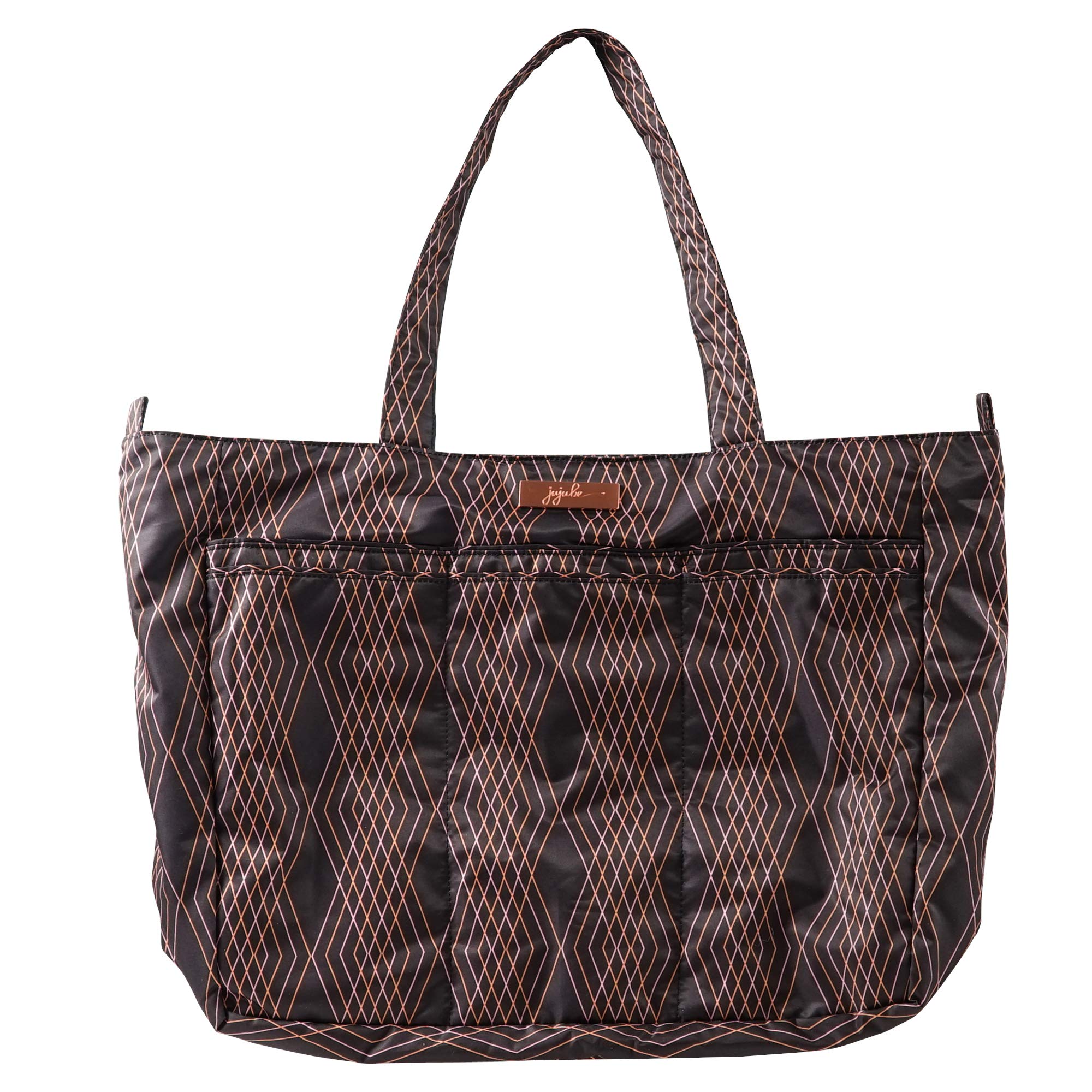 JuJuBe Super Be Large Everyday Lightweight Zippered Tote Bag - Stylish & Spacious Diaper Bag for Moms, Work Commute, Travel & Gym | Prism Rose