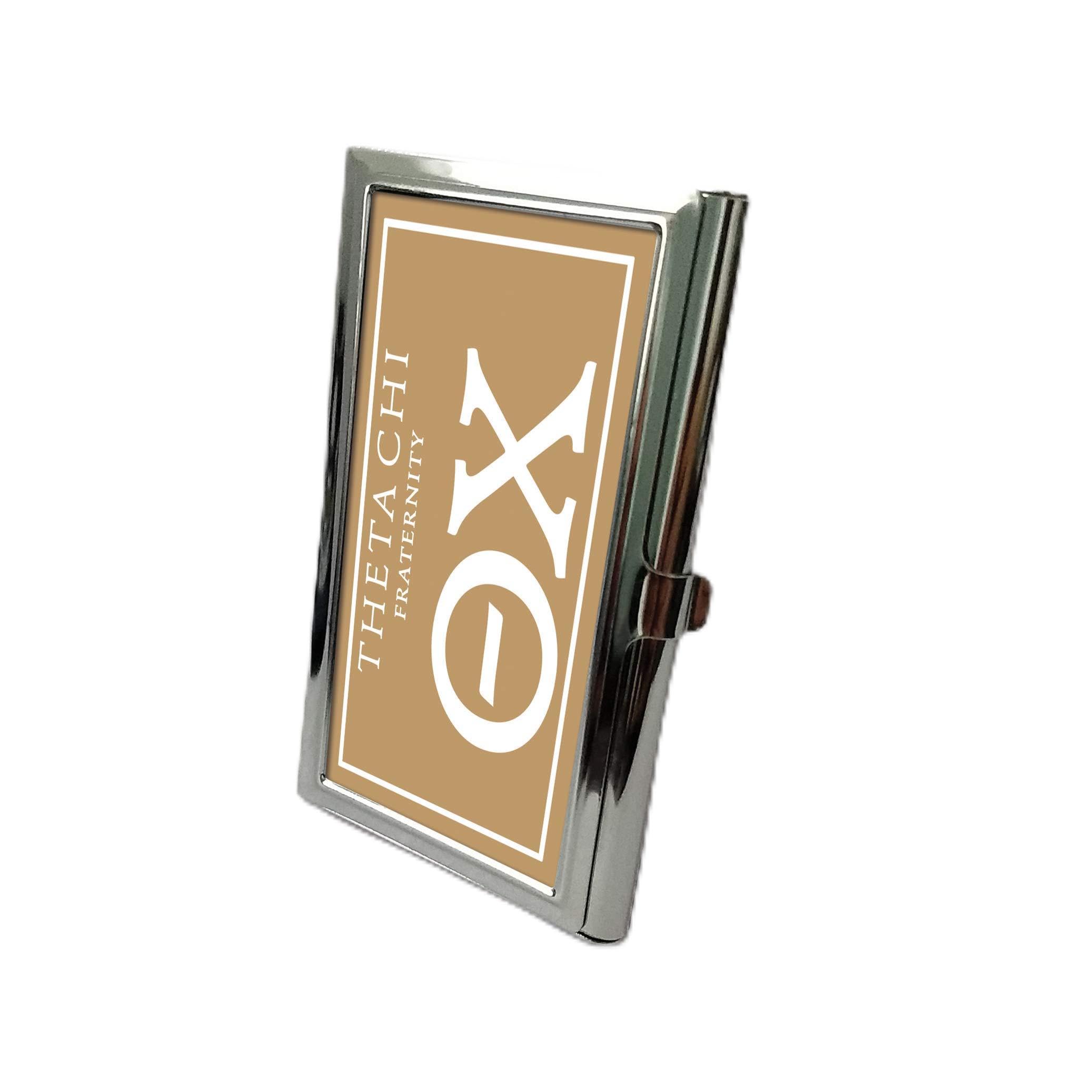 Theta Chi Business Card Holder - Stainless Steel Card Case for Men & Women - Perfect for Office, Networking Events & Professional Meetings