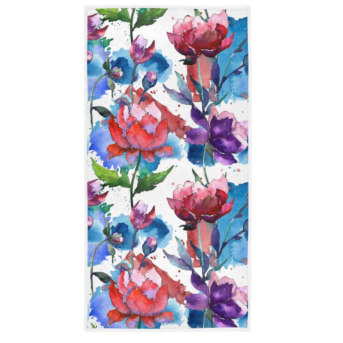 MCHIVER Cotton Hand Towels for Bathroom - Soft & Absorbent Wildflower Peony Microfiber Towel Set (15x30 inches) | Quick-Drying Bath Towels for Home, Gym, Camping & Travel