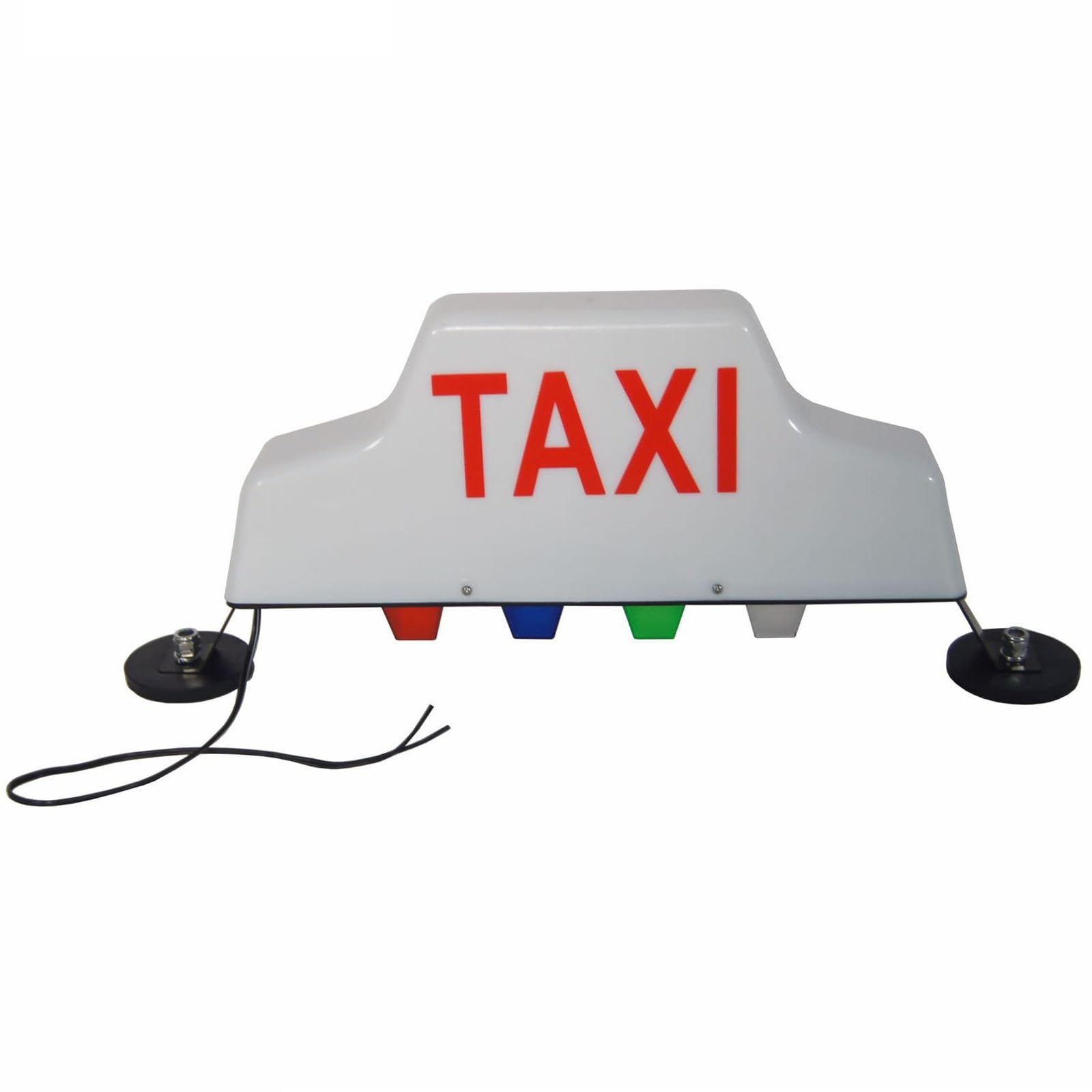 White Shell Magnetic Taxi Roof Light with 4 Auxiliary LED Lights - Waterproof Taxi Cab Sign for All Vehicles | Perfect for Taxis, Rideshares, and Commercial Vehicles