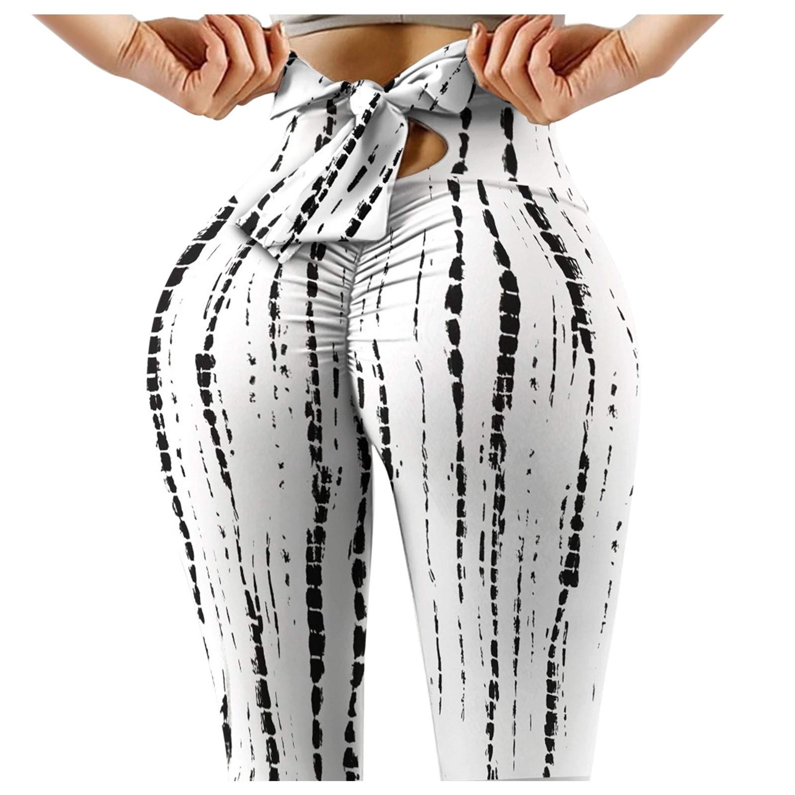 Trendy TikTok High Waist Yoga Pants for Women - Tummy Control Workout Leggings with Back Tie Bow Design | Perfect for Gym, Running, Fitness & Everyday Wear
