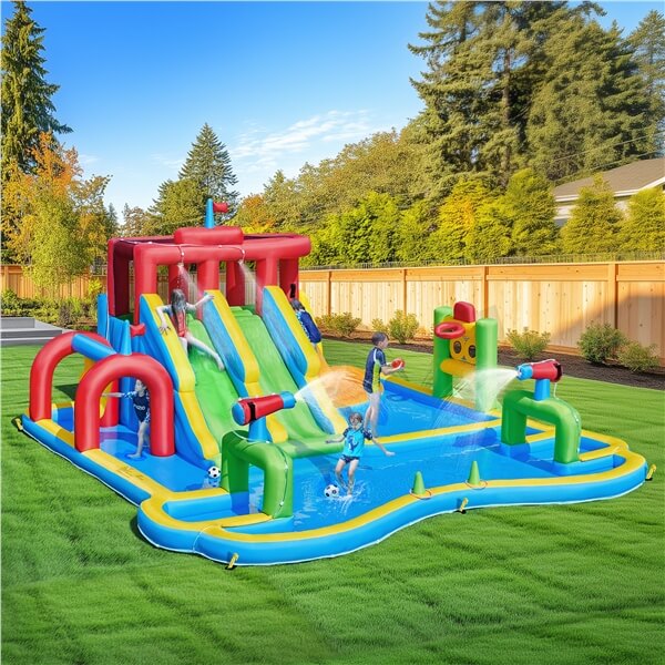 Yaheetech 15ft Large Inflatable Water Slide with Soccer Field - Bounce House for Kids Outdoor Summer Party, Backyard Fun, Birthday Celebrations