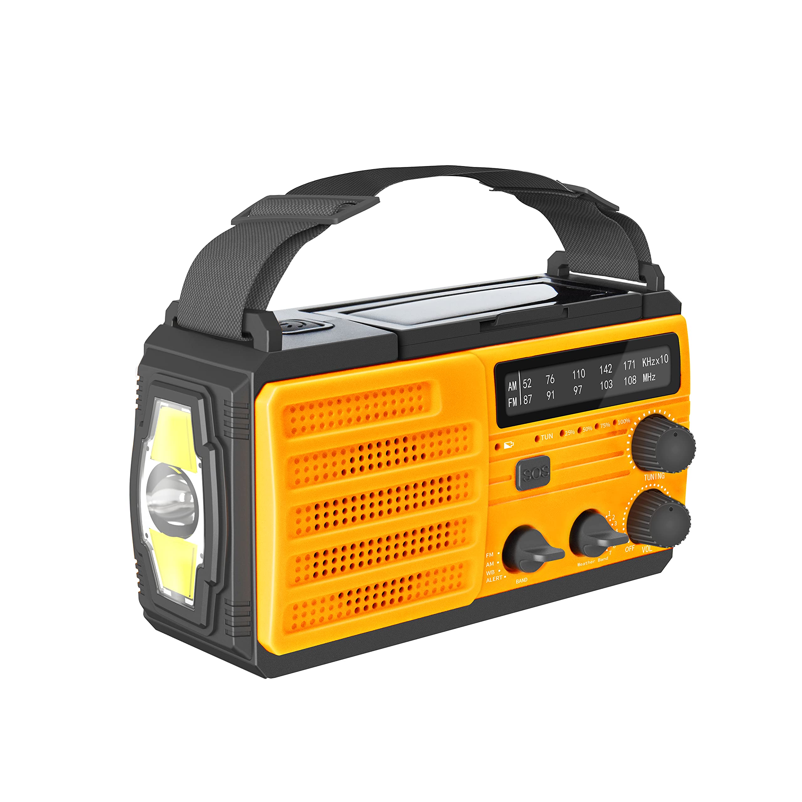 Kaito Voyager V3 Emergency Radio - Solar, Hand Crank, Battery & USB Powered AM/FM NOAA Weather Alert Radio with LED Flashlight & 4000mAh Phone Charger (Yellow) - Perfect for Camping, Hiking, and Emergency Preparedness