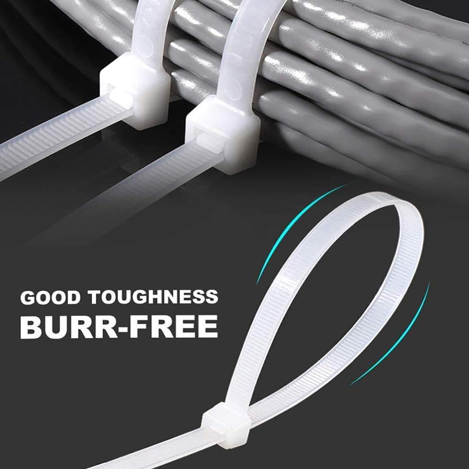 20 Inch Large White Zip Ties - Heavy Duty 60 lbs Tensile Strength - 100 Pack Industrial Plastic Cable Ties for Outdoor Use | Perfect for Bundling Wires, Securing Equipment & DIY Projects