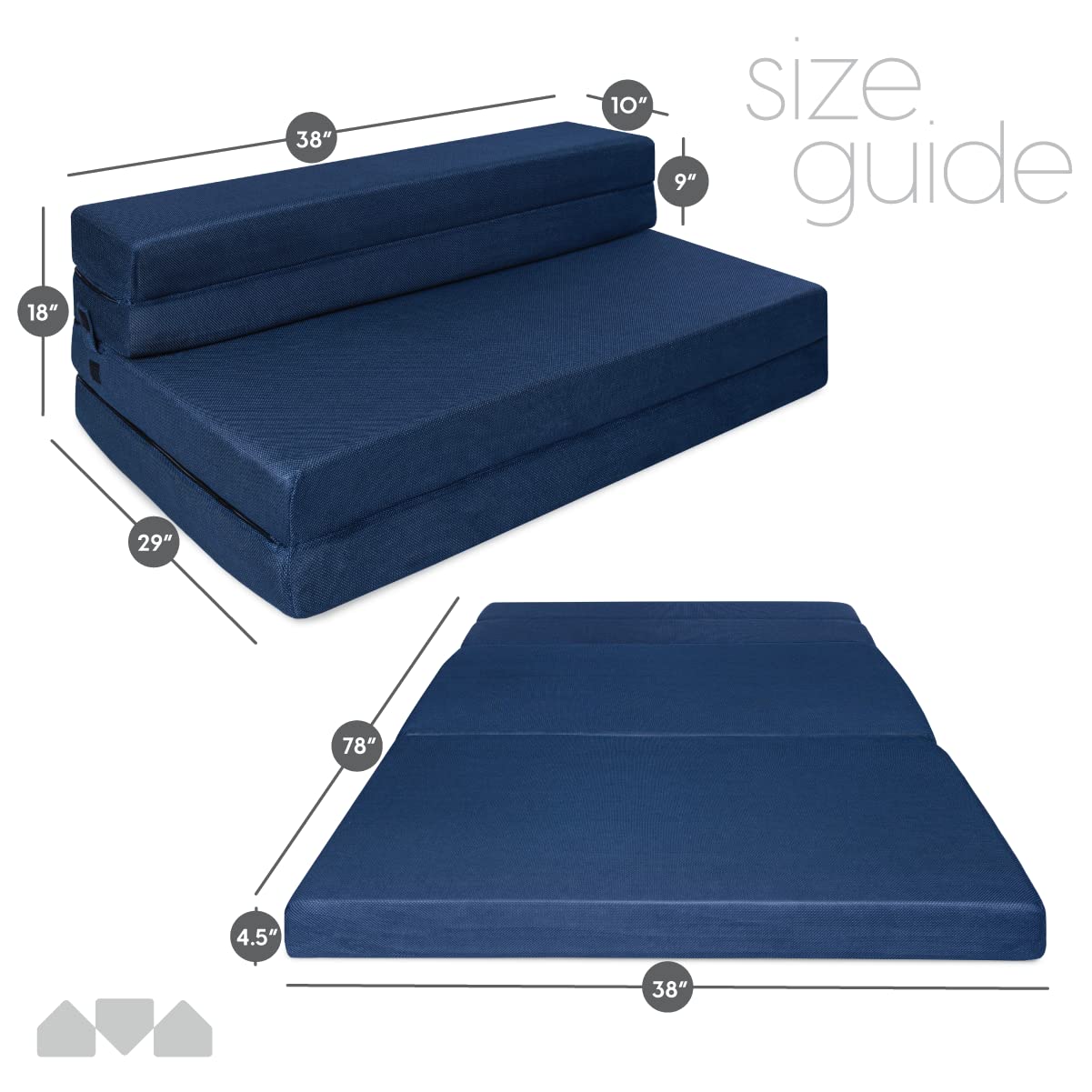 Milliard Tri-Fold Foam Folding Mattress & Sofa Bed - Twin XL (78x38x4.5 Inch) - Comfortable Guest Bed, Space-Saving Sleeper for Small Apartments, Dorms & Travel