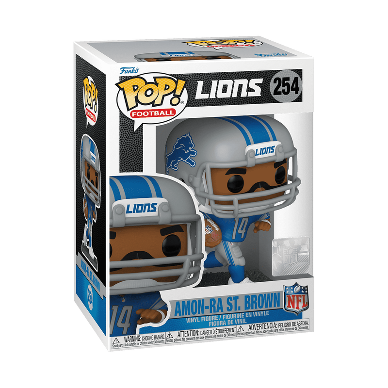 Funko Pop! NFL Amon-Ra St. Brown Vinyl Figure #254 - Detroit Lions Wide Receiver Collectible - Perfect for Sports Fans & Memorabilia Collectors
