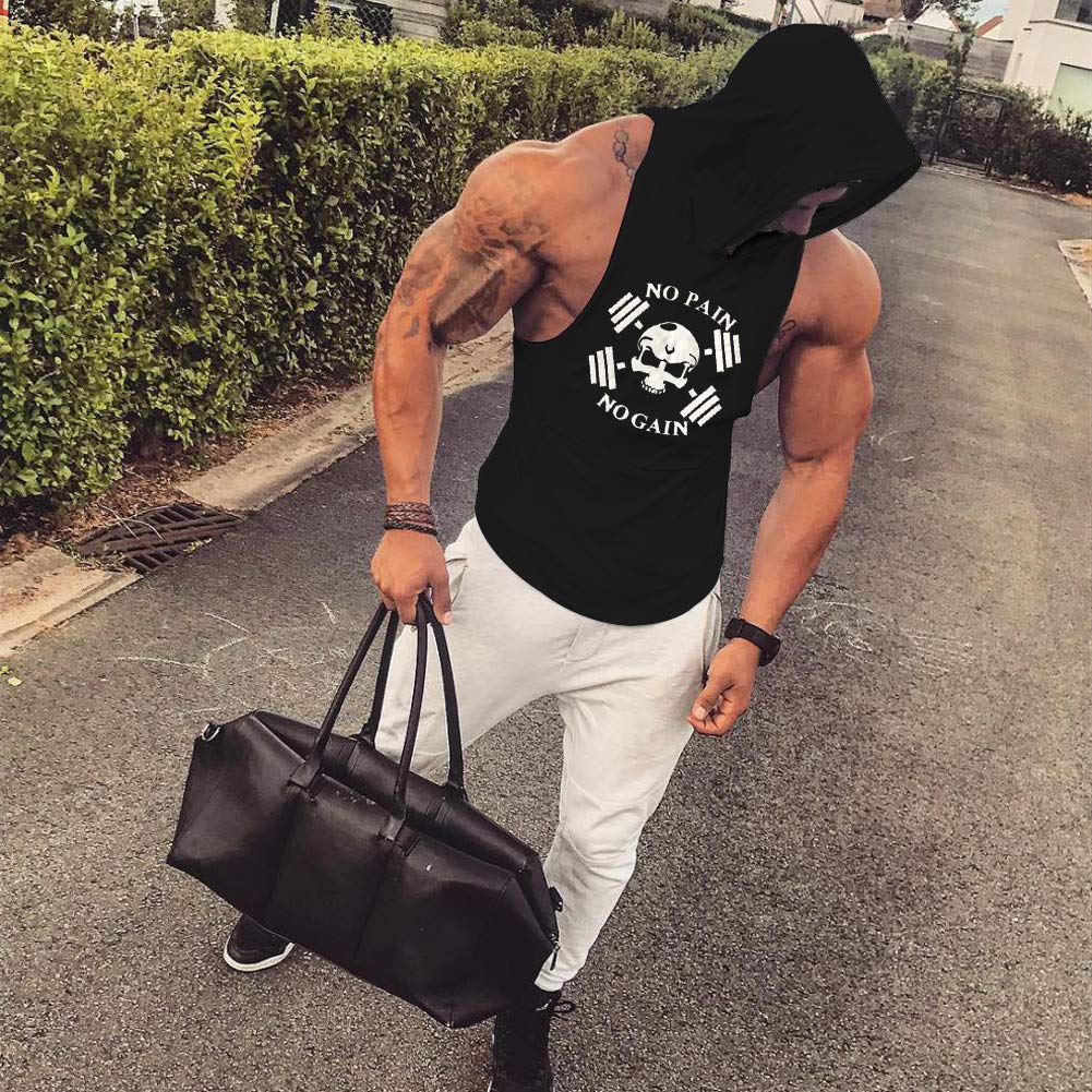 SZKANI Men's Skull Print Sleeveless Workout Tank Top - Gym Bodybuilding Stringer Vest for Fitness Training & Muscle Building - Perfect for Weightlifting, CrossFit & Summer Workouts