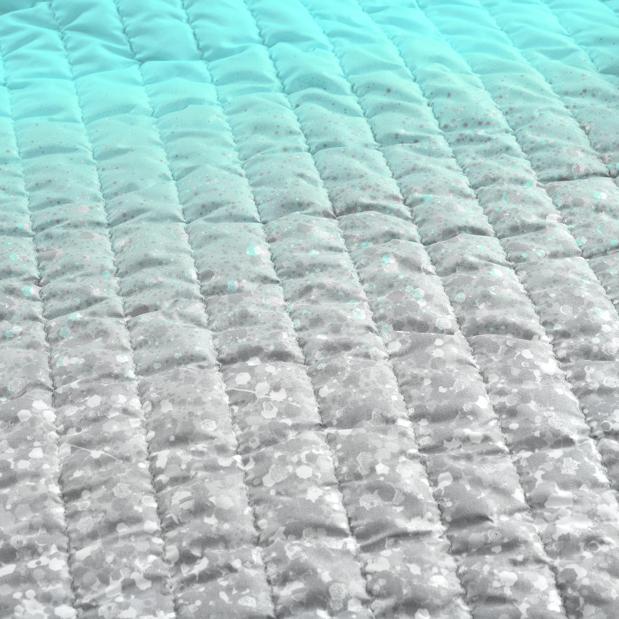Lush Decor Glitter Quilt Set Full/Queen - Aqua & Gray for Bedroom Decor