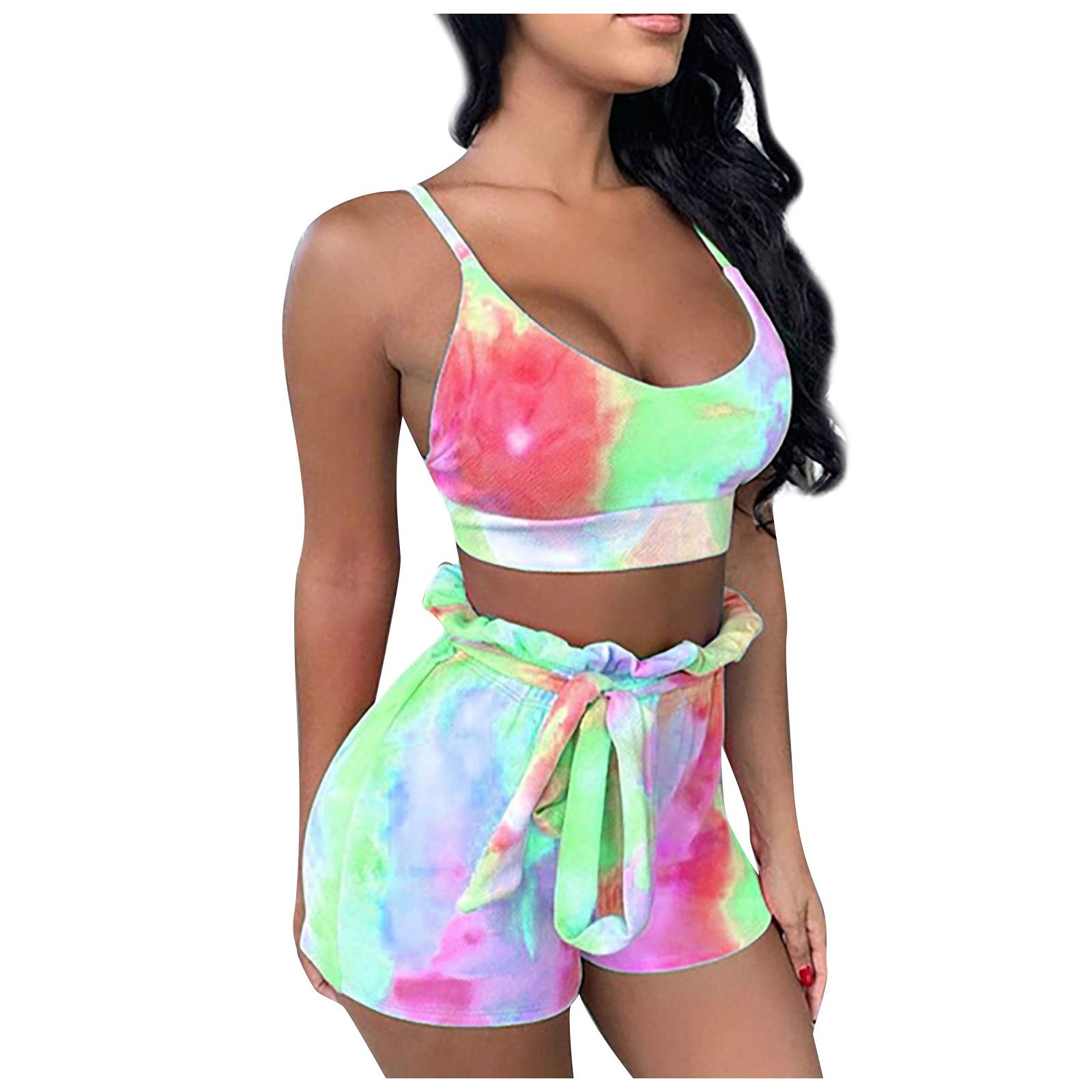 Trendy Women's Tie-Dye Shorts Set - Sexy Summer & Fall Casual Blouse & Shorts Outfit | Perfect for Beach, Vacation & Streetwear Fashion