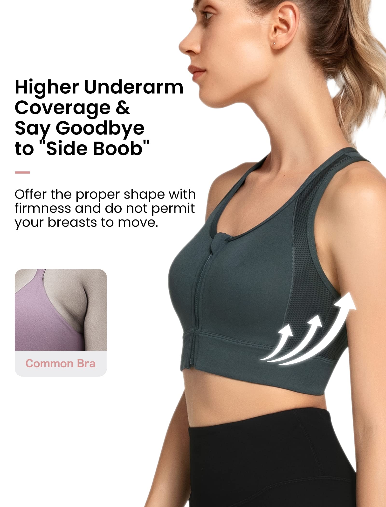 Yvette High Impact Sports Bra for Women - Full Coverage, High Support Racerback Workout Bra for Plus Size - Perfect for Running, Gym & High Intensity Training