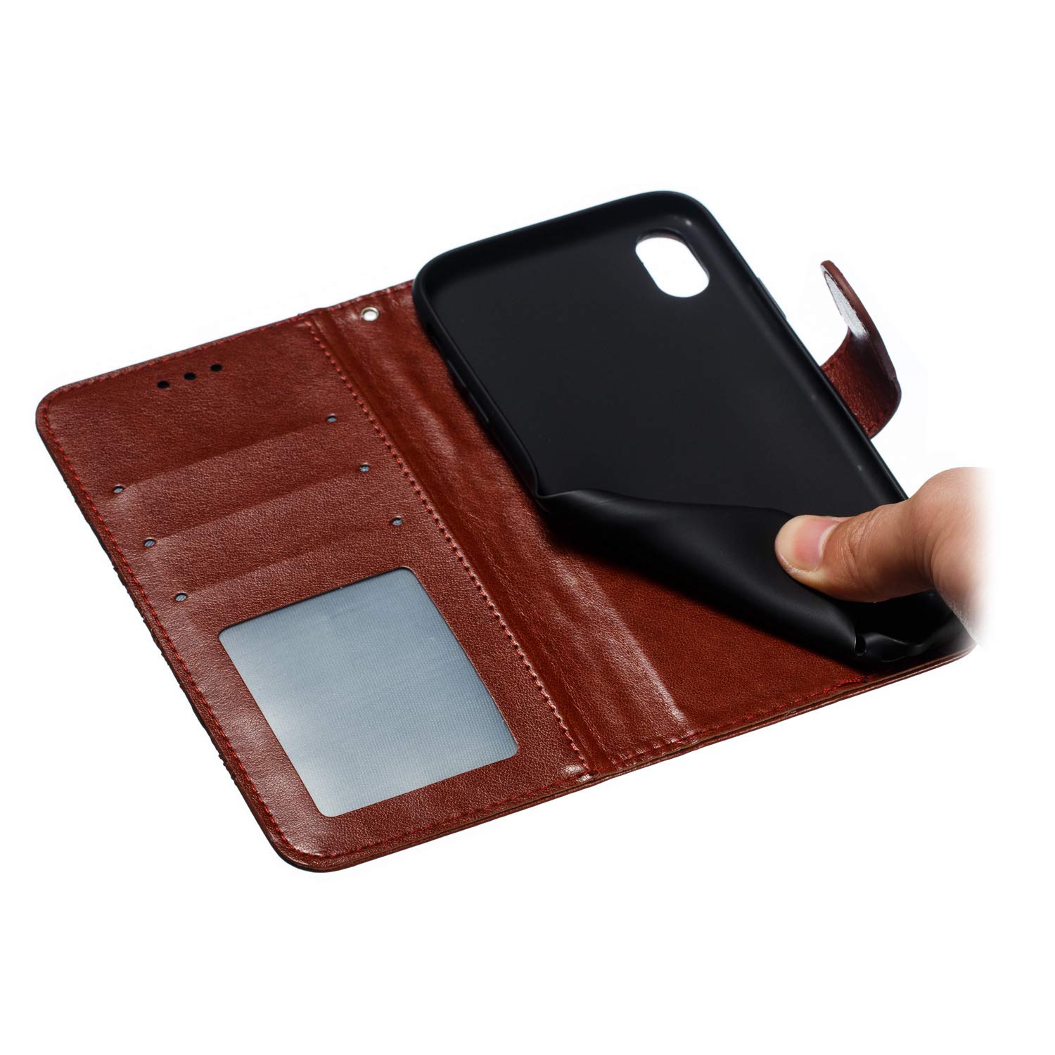 **Magnetic PU Leather Wallet Case for iPhone XR – Embossed Mandala Design, Scratchproof Flip Cover with Stand | Perfect for Work, Travel & Daily Protection**