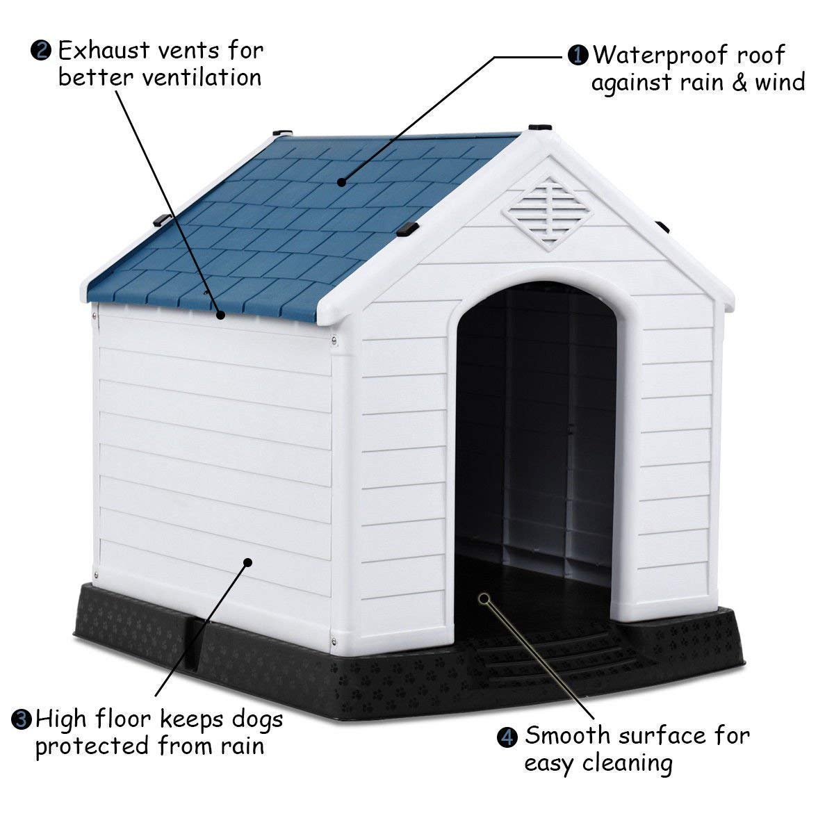 **Giantex Waterproof Plastic Dog House for Medium Dogs - Outdoor & Indoor Pet Kennel with Air Vents, Elevated Floor, Easy Assembly - Perfect for Backyard, Patio, or Feeding Station**