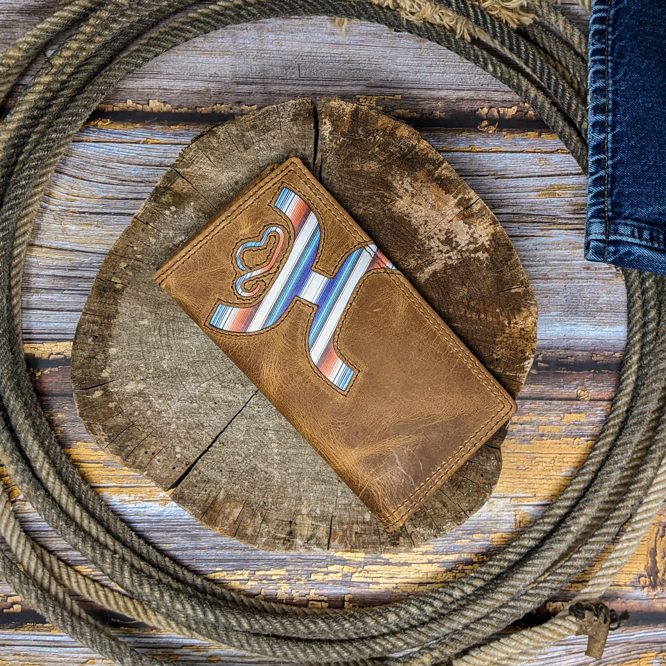 HOOEY Genuine Leather Men's Western Rodeo Wallet - Hands-Up Sunset Serape Design for Cowboy Style & Everyday Carry | Perfect Gift for Ranchers, Riders & Country Lovers