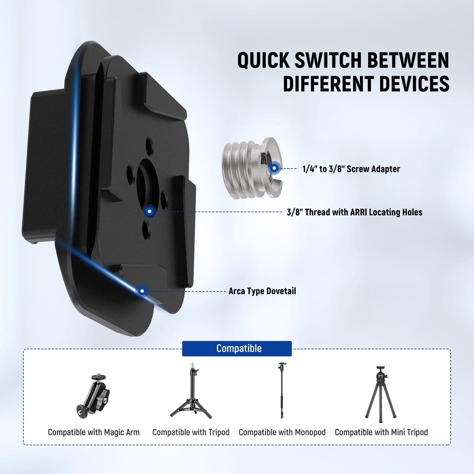 NEEWER QR016 Camera Backpack Strap Mount Adapter Kit - Secure & Quick Access for DSLR/Mirrorless Cameras - Perfect for Travel, Hiking & Outdoor Photography
