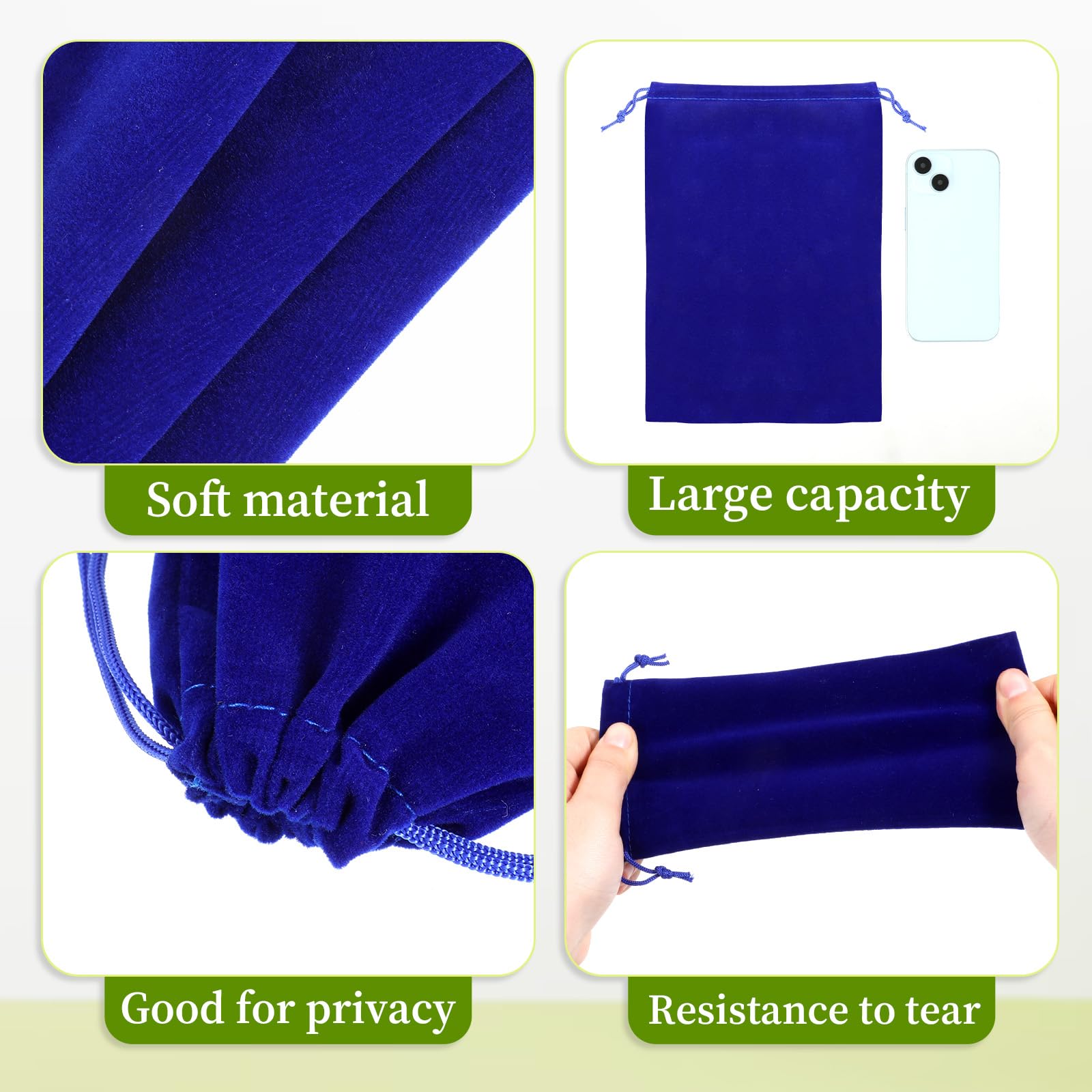 Premium 6-Piece Velvet Drawstring Storage Bags - Adjustable Toy Organizer Pouch for Adults, Travel & Camping (7×9.8