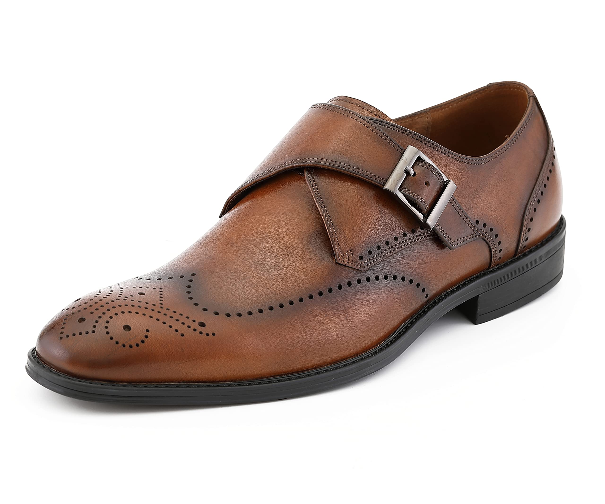 Asher Green AG1101 Men's Formal Dress Shoes - Genuine Calf Leather Cap Toe Double Monk Strap Oxfords for Business & Wedding Occasions