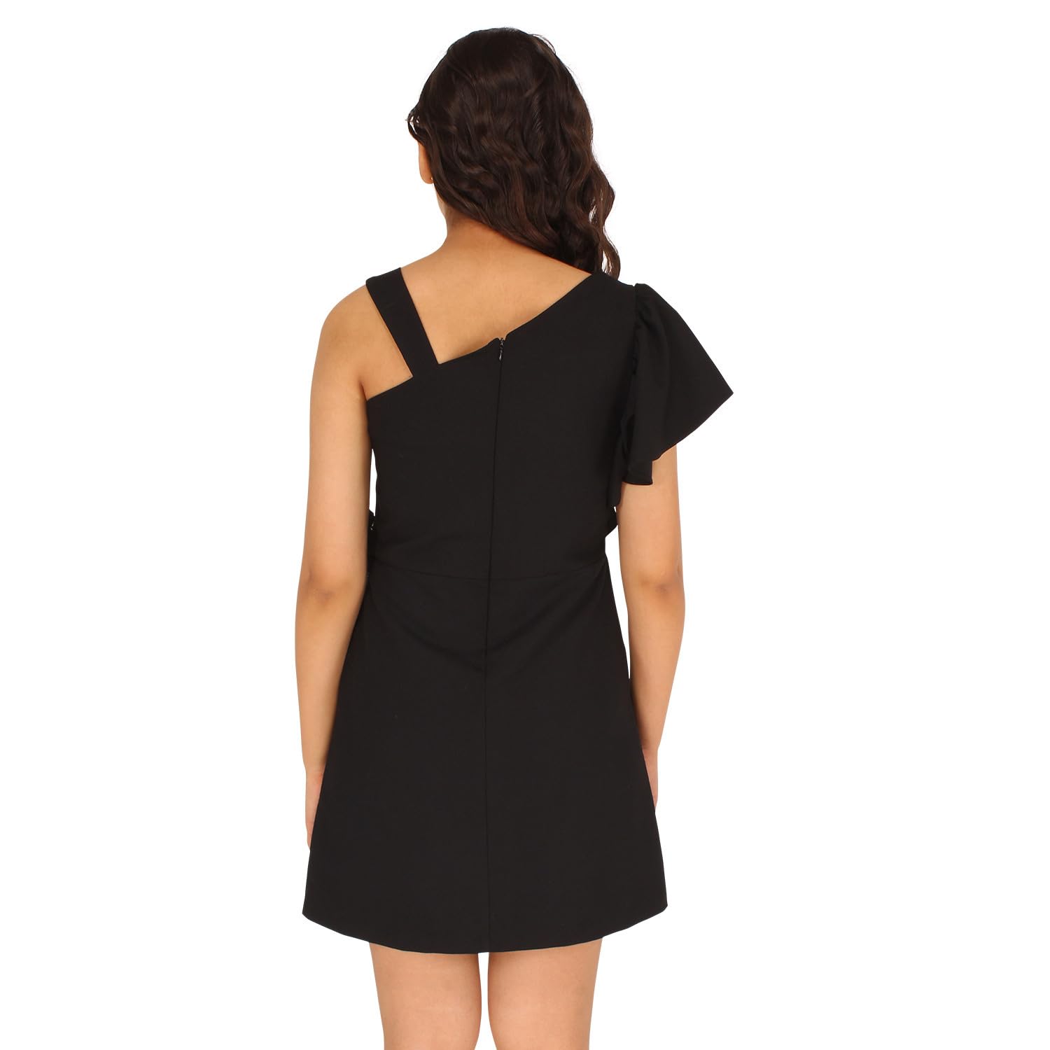 Stylish Black Georgette Shift Dress for Girls with Matching Sling Bag | Elegant Warp Style Design | Perfect for Parties, School Events & Special Occasions | CC8085D-BLACK