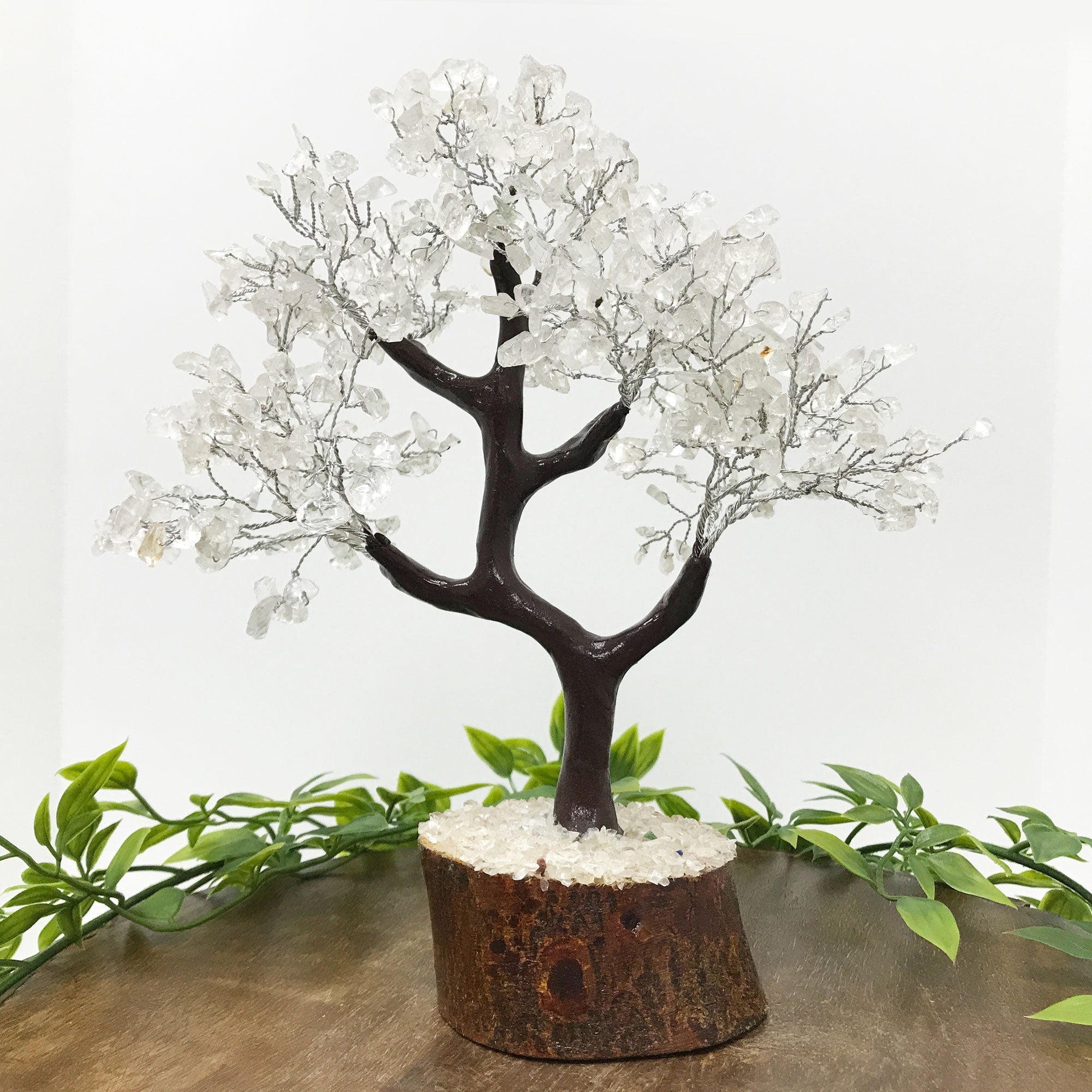 500 Beads Natural Clear Quartz Crystal Gemstone Tree – Handmade Feng Shui Money Tree for Healing, Energy Cleansing, Spiritual Decor | Crystal Bonsai Tree for Home, Office, Meditation & Gift Giving | GGT500 Clear Quartz