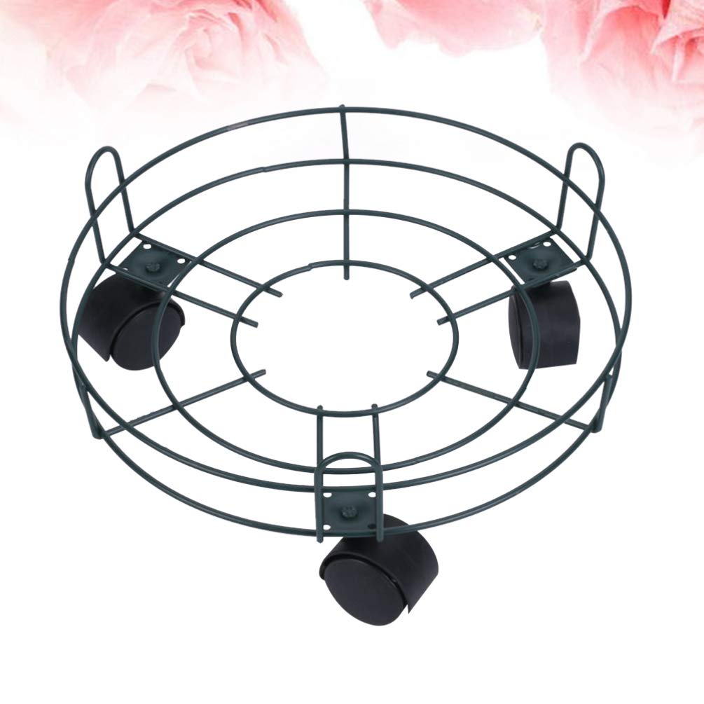 DOITOOL Heavy Duty Round Metal Plant Stand with Wheels - Large Size Flower Pot Holder for Indoor & Outdoor Garden Decor