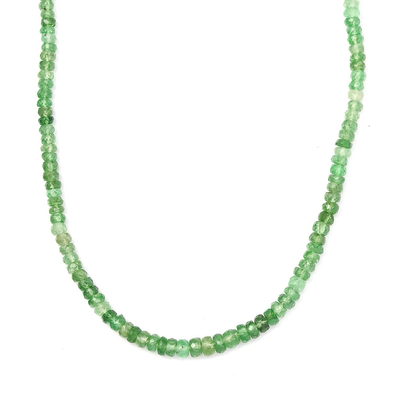 10K Yellow Gold Beaded Necklace with Natural Tsavorite Garnet - 18