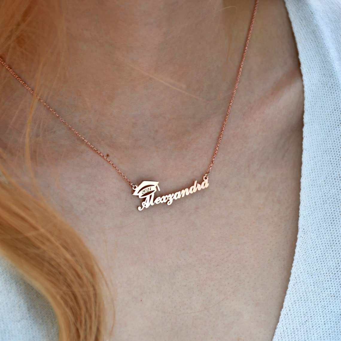Custom Name Necklace for Graduation Gifts - Personalized Bachelor Cap Pendant in 18K Gold Plated | Perfect College Graduation Jewelry for Her, Friends & Loved Ones | Great for Commencement Ceremonies & Graduation Parties