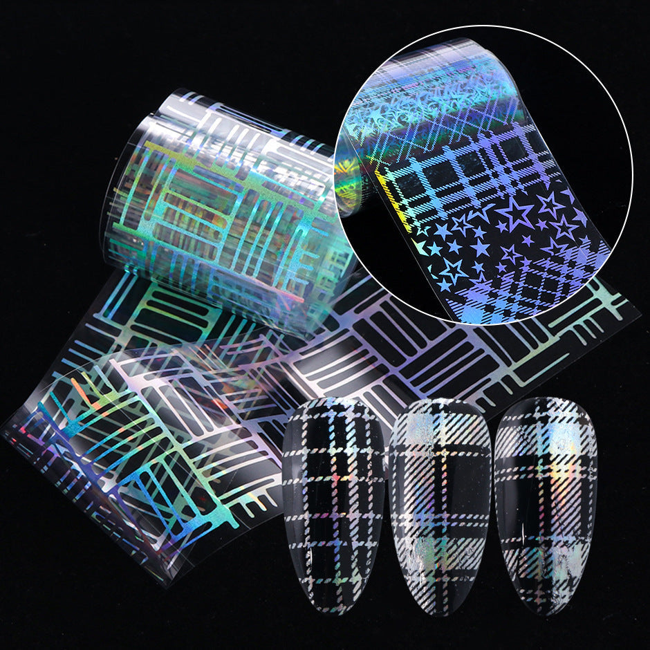 Holographic Laser Nail Foil 10 Sheets - Metallic Chrome Nail Art Decoration for DIY Manicure - Perfect for Nail Salon, Home Use, Parties & Special Occasions