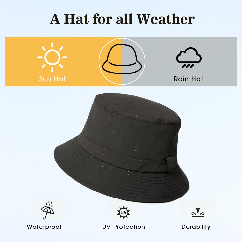 TOP-EX XL XXL Oversized Bucket Rain Hat - Waterproof Summer Hat for Golf, Safari & Outdoor Activities - UPF 50+ UV Protection - Perfect for Beach, Hiking and Gardening