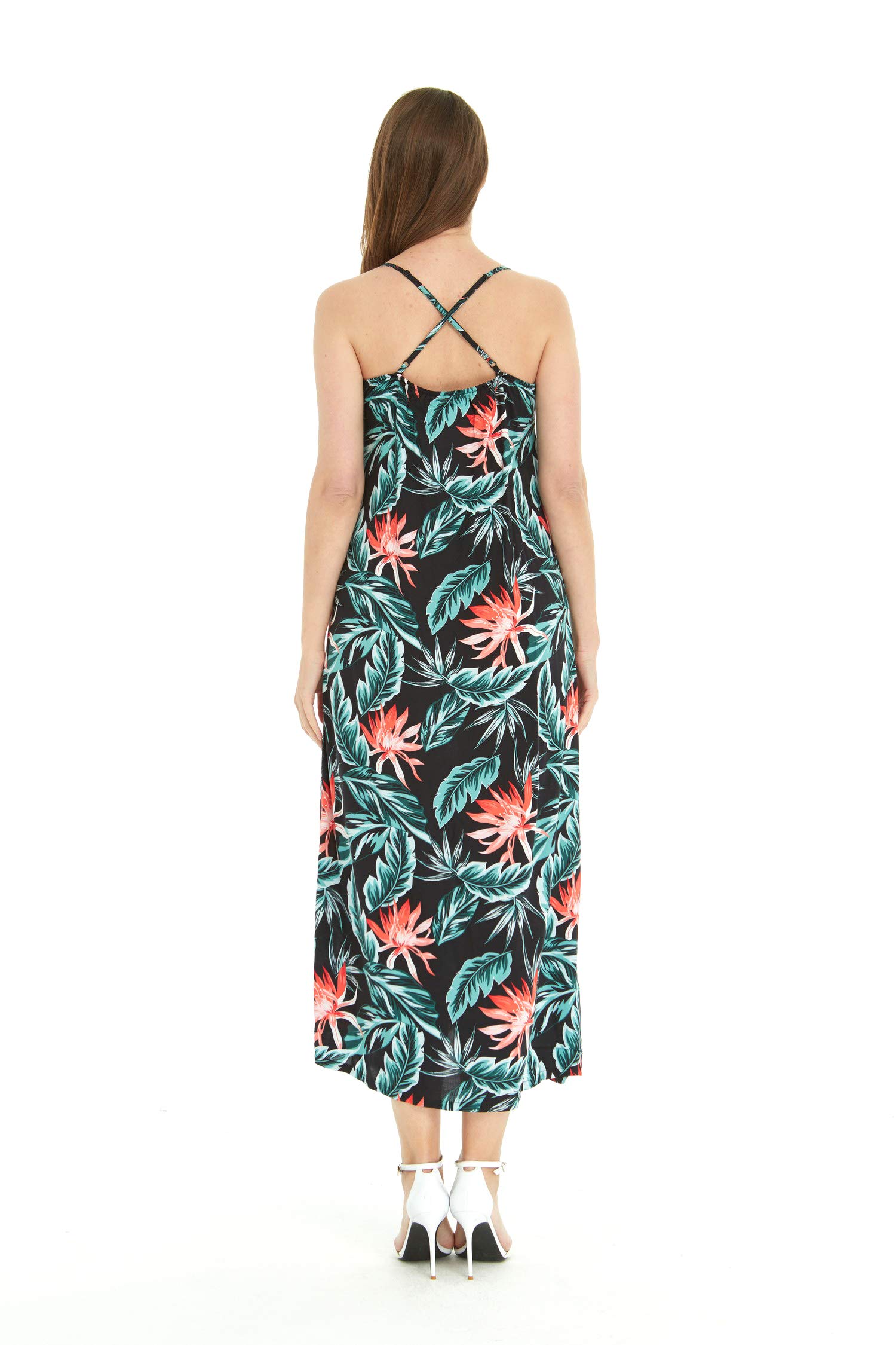 Hawaiian Pineapple Print Maxi Dress for Women - Floral Sweetheart Neckline Luau Party Dress - Perfect for Beach Vacations, Summer Parties & Tropical Getaways