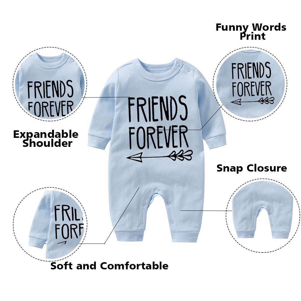 YSCULBUTOL Baby Twins Bodysuit with Matching Hat - Born Together Friends Forever Outfit for Baby Boys & Toddler Girls | Perfect for Twin Photoshoots, Matching Sibling Outfits & Special Occasions