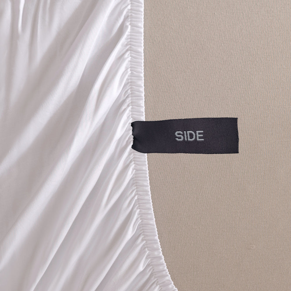 Casey Cotton Fitted Sheet 400 Thread Count White | Long Single Bed 40cm Deep Pocket | Premium Bedding for Dorms, Guest Rooms & Small Spaces