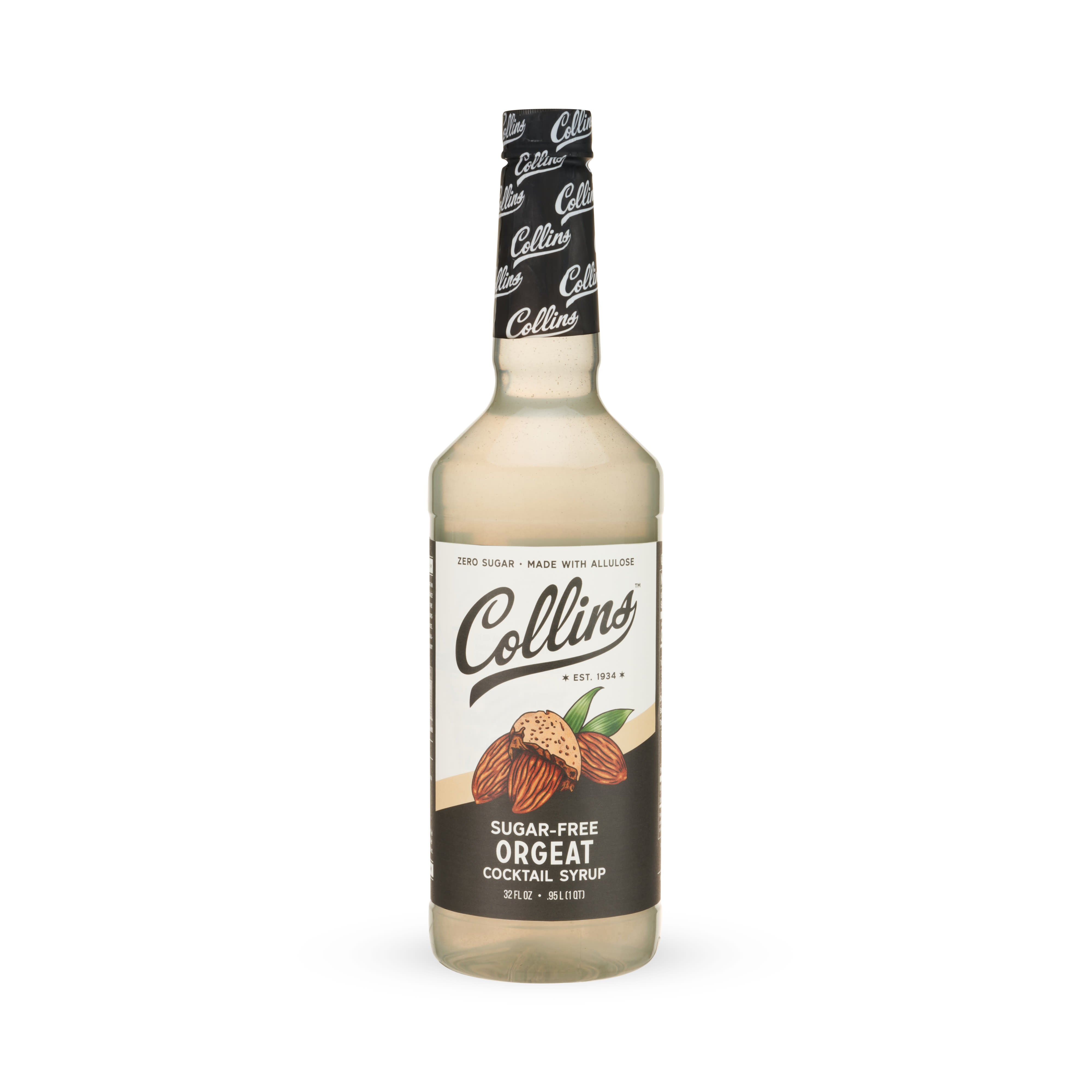 Sugar Free Orgeat Syrup for Cocktails & Coffee - 32 oz Bottle | Almond Flavored Syrup for Mocktails, Lattes & Baking | Vegan, Gluten-Free, Keto Friendly