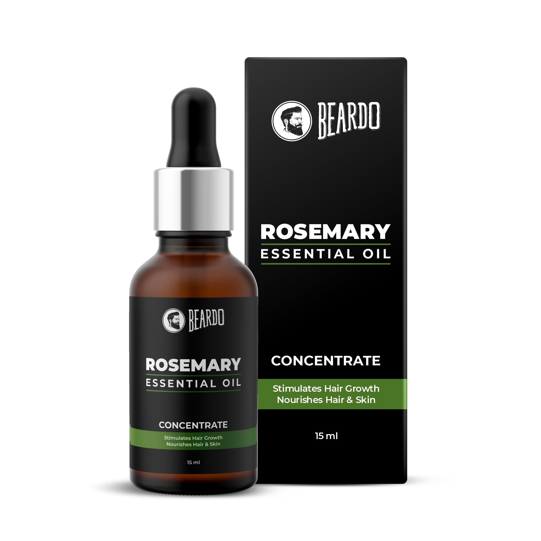 Beardo Rosemary Essential Oil 15ml - 100% Pure Natural Hair Growth Oil for Thicker, Stronger Hair & Scalp Nourishment | Promotes Hair Regrowth & Reduces Hair Fall | Aromatherapy Oil for Relaxation & Skin Care | Perfect for Daily Hair Care Routine & Massage Therapy