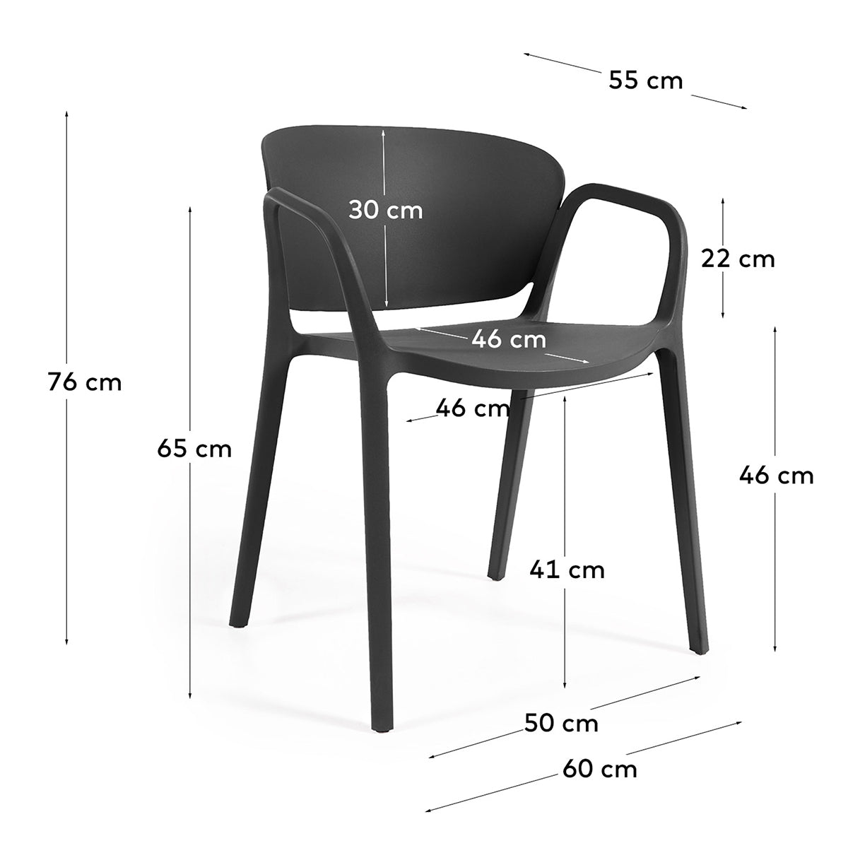 Ania Outdoor Dining Chair - Weather-Resistant Patio Chairs for Backyard, Garden, Poolside & Restaurant Use - Comfortable Stackable Outdoor Seating for Parties & Entertaining