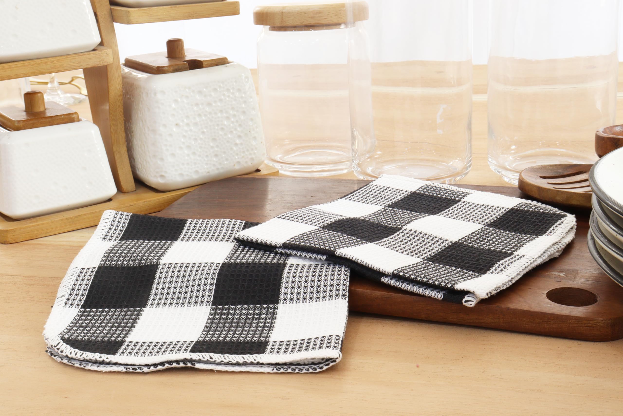 Premium 100% Cotton Waffle Weave Dish Towels - Ultra Soft, Absorbent & Quick Drying Kitchen Cloths (12