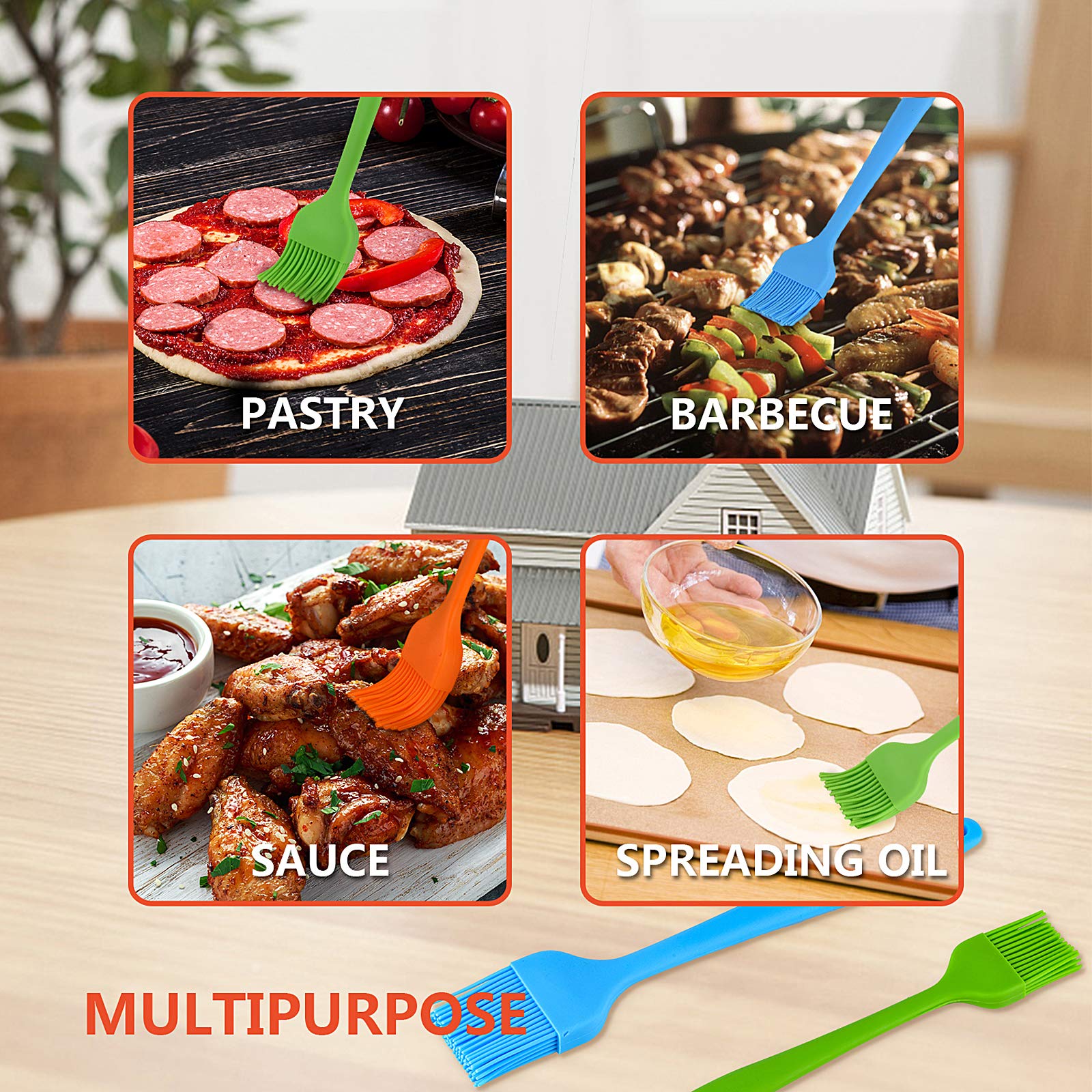 3-Pack Heat Resistant Silicone Basting Brushes & 2 Silicone Spatulas - Non-Stick Cooking Utensil Set for Baking, BBQ, Oil Application - Dishwasher Safe Kitchen Tools for Cake Decorating, Grilling & Food Prep