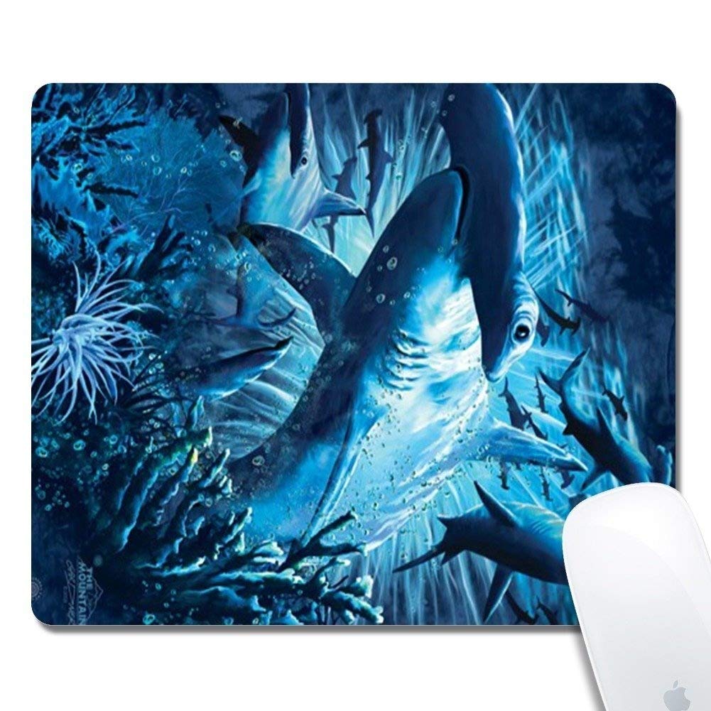 Personalized Hammerhead Shark Ergonomic Mouse Pad - Medium/Large Cloth Surface with Natural Rubber Base - Perfect for Office, Gaming & Mac/Windows Computers - Ideal for Work Desks & Gamer Setups