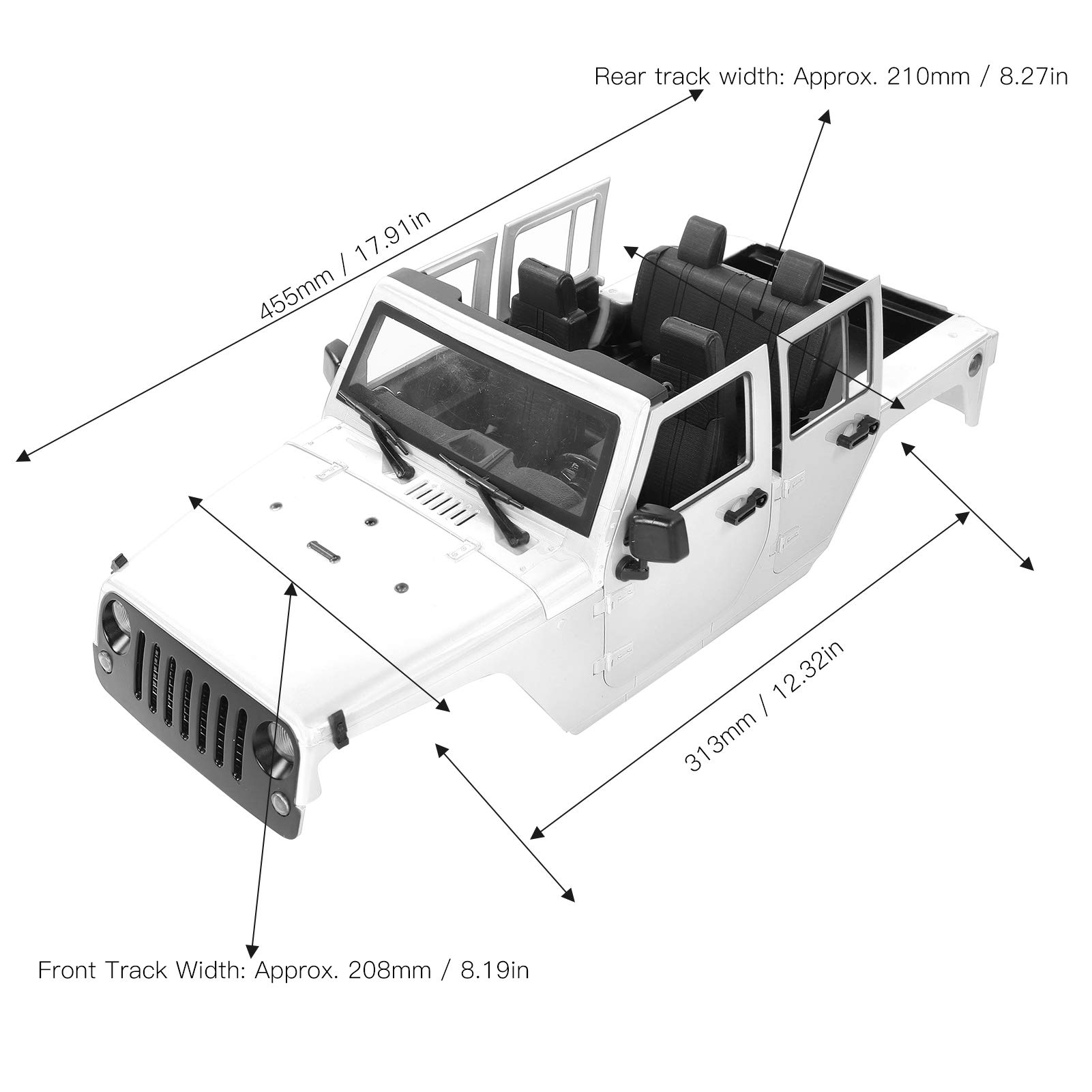 1:10 Open RC Car Body Shell - White Replacement Shell for RC Cars & Toys - Perfect for Racing, Drifting & Custom Builds