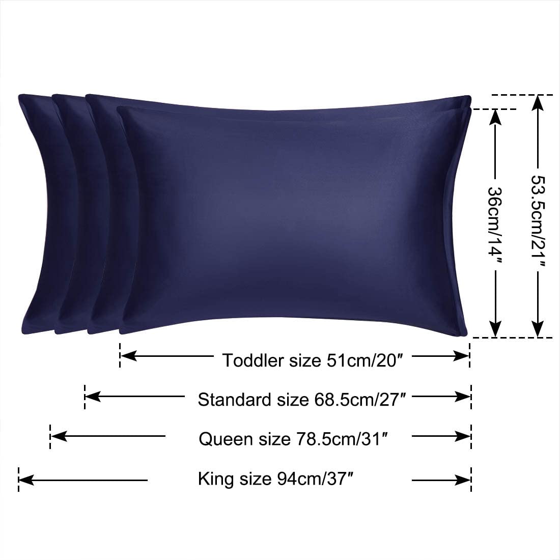 Luxury Satin Pillowcase Set of 2 with Zipper - Super Soft Silky Pillow Covers 14x20 Inches Navy Blue - Perfect for Travel, Home & Gift Giving