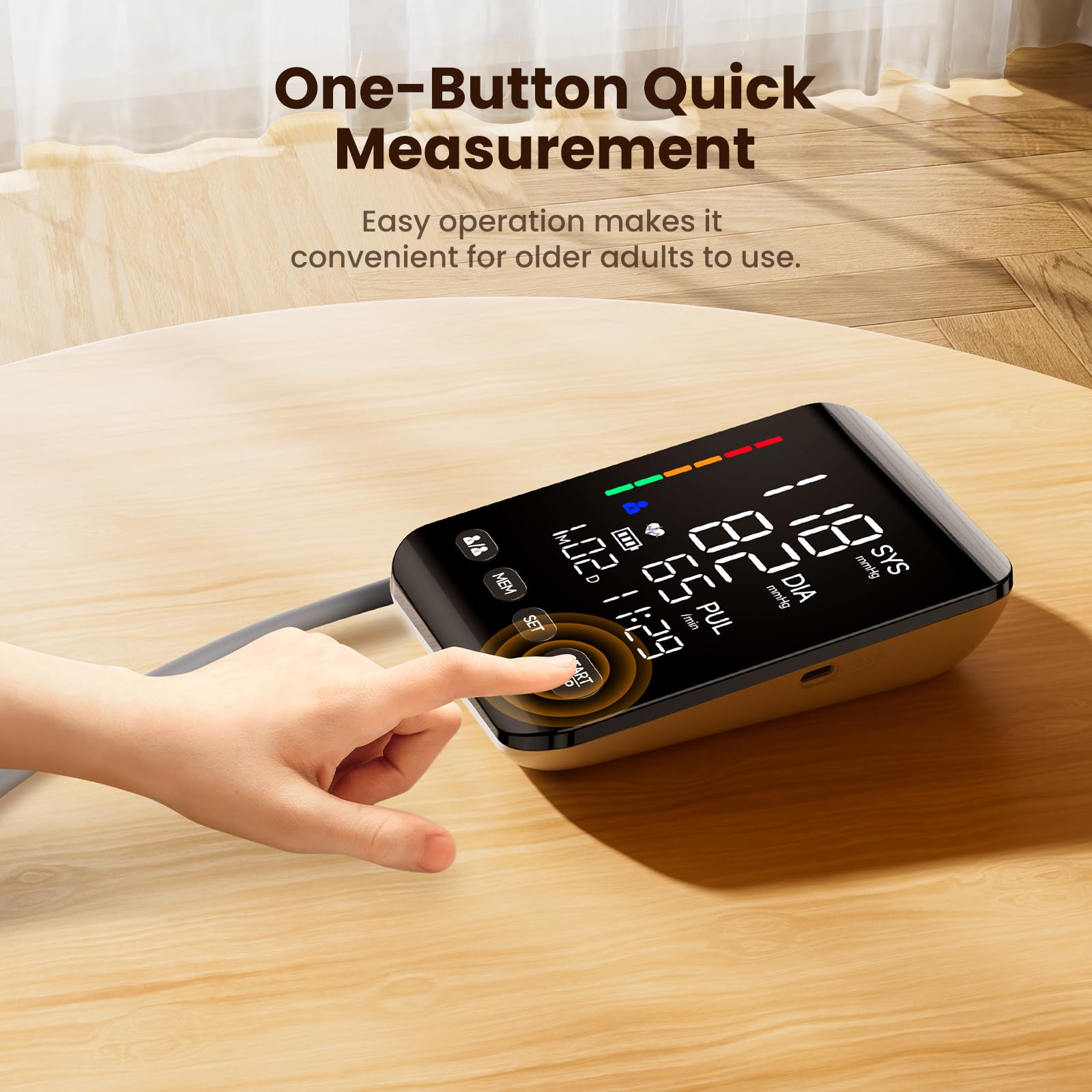 **Automatic Upper Arm Blood Pressure Monitor for Home Use - Adjustable Cuff (8.6''-16.5''), Backlit LED Display, 2x199 Memory Sets for 2 Users, Dual Power Supply - Ideal for Health Tracking & Family Care**