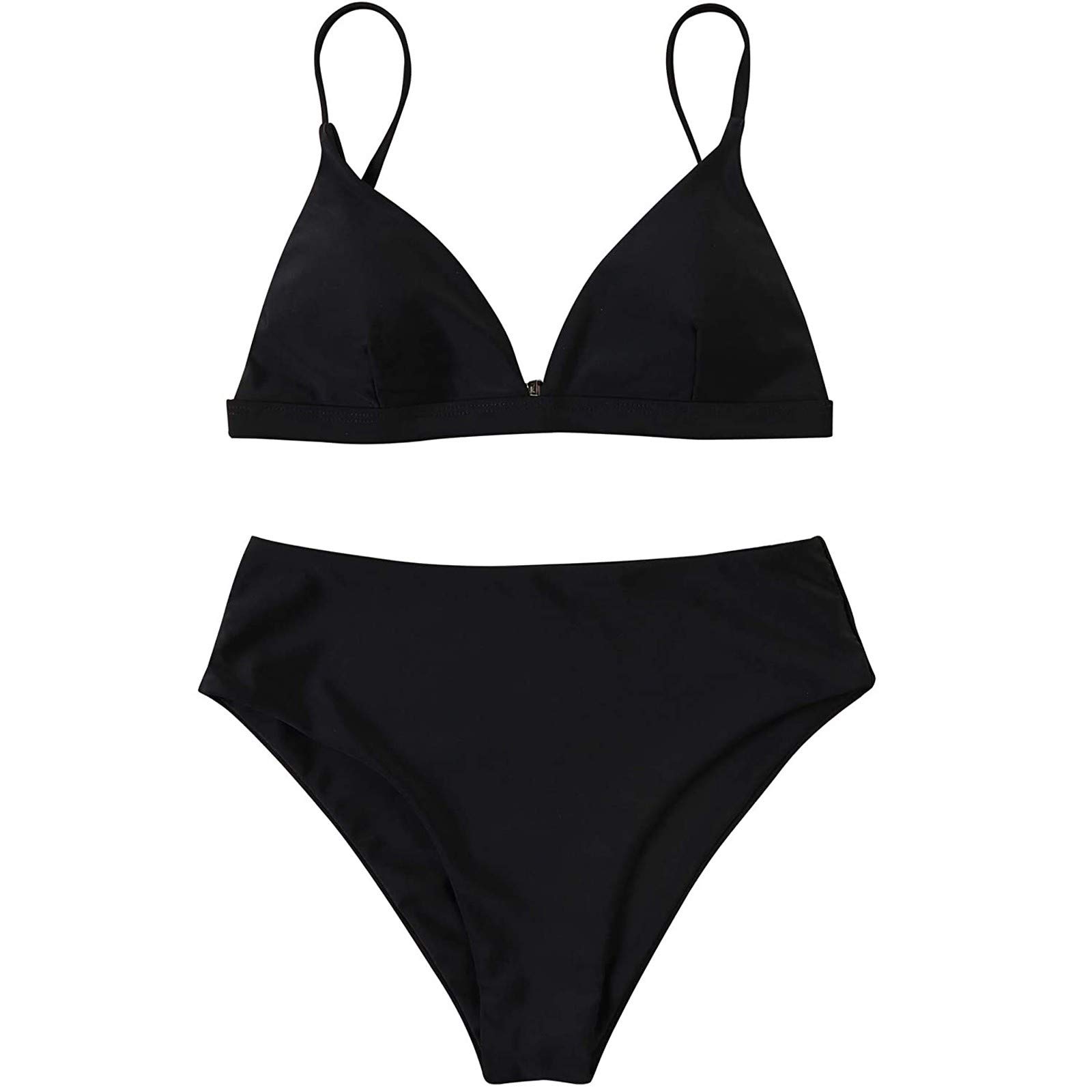 Women's Solid Color Bandeau Push Up Bikini Set - High Waisted Two Piece Swimsuit for Beach & Pool | Summer Swimwear for Tanning, Vacations & Water Sports