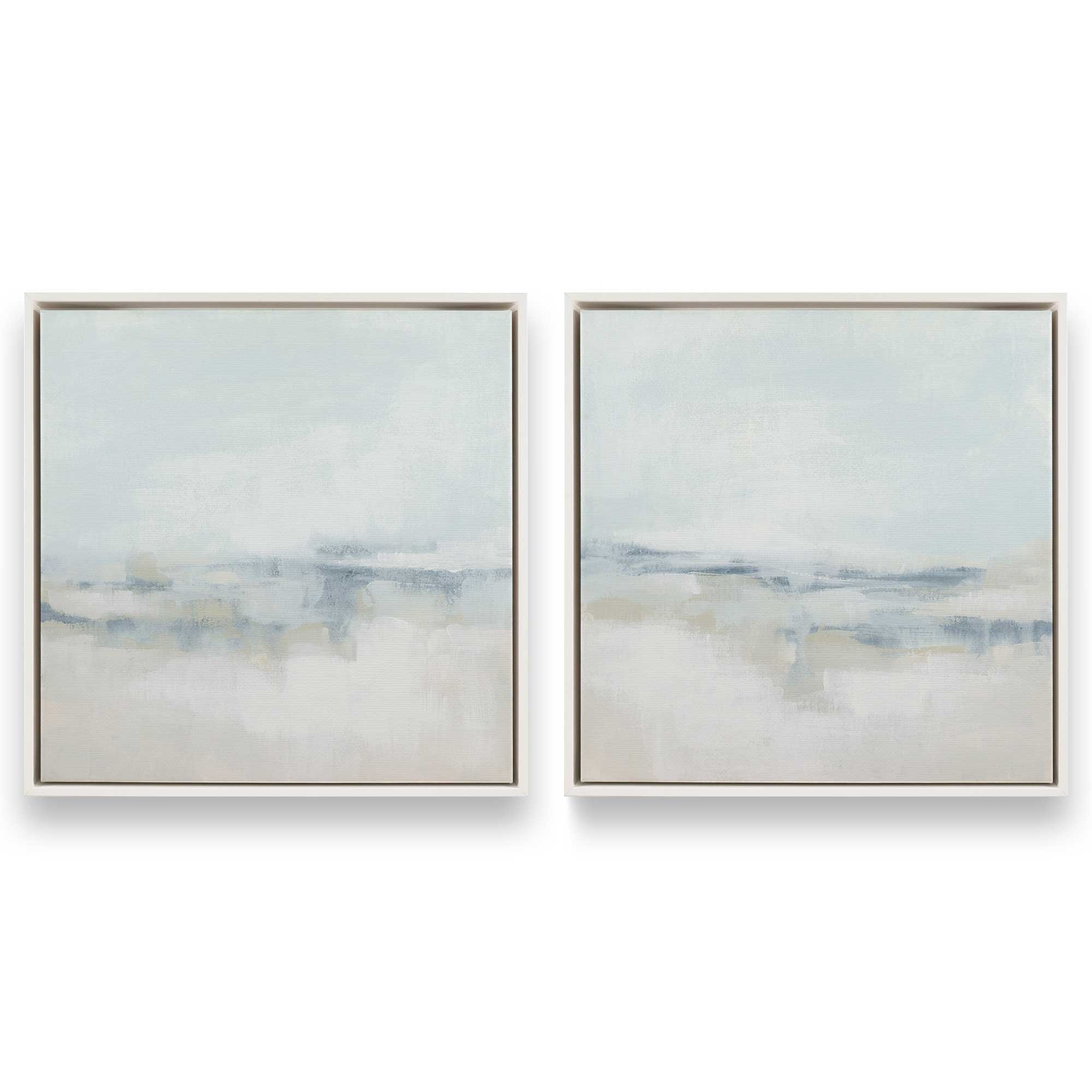 Cloudy Shoreline Hues - Set of 2 Premium Canvas Wall Art Prints for Coastal Home Decor | Perfect for Living Room, Bedroom & Beach House